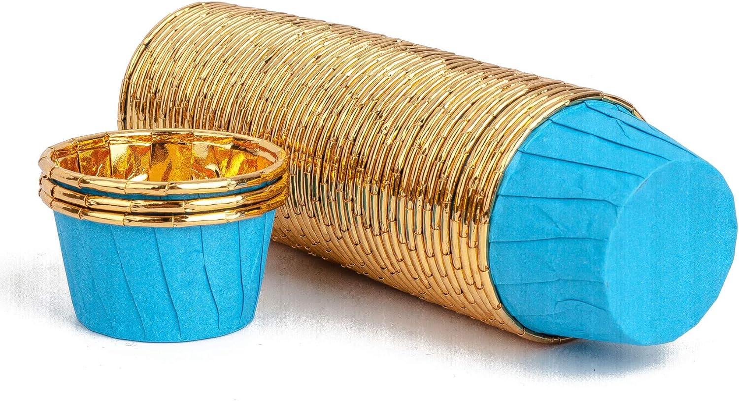 GOLDEN APPLE, Paquete de 50 mini tazas de papel de aluminio para hornear pasteles, moldes para hornear magdalenas, moldes para hornear tazas para