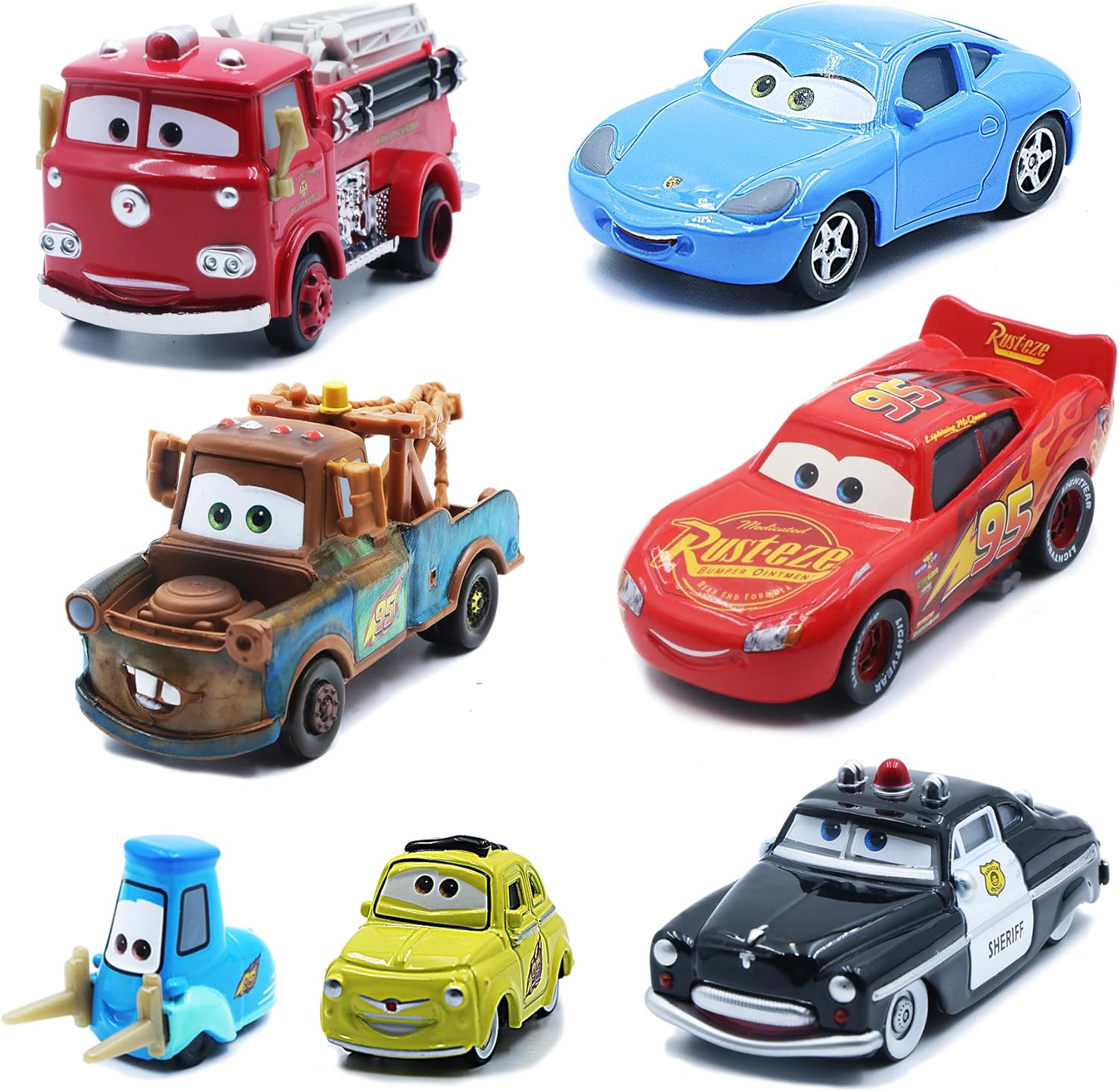 7PCS Car Toy 2 3 The King Diecast 155 Modelo de Metal Juguetes Vehicales Set para Niños Cumpleaños Día del Niño, Acción de Gracias