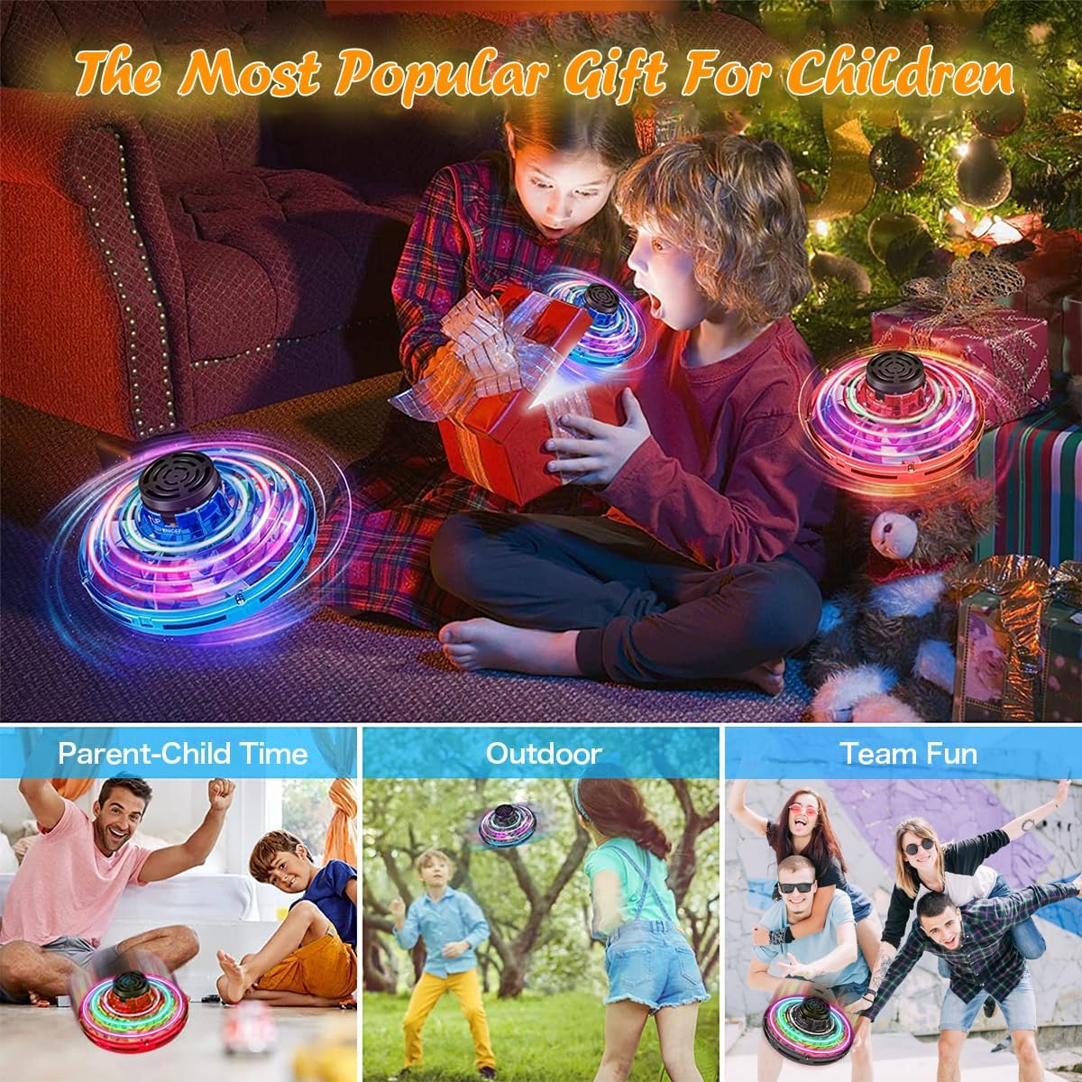 Flying I Fly Spinner, Fidget Spinner Juguetes Voladores, Mini Fly UFO Boomerang Dron controlado a mano, artículos geniales, regalos para niños,