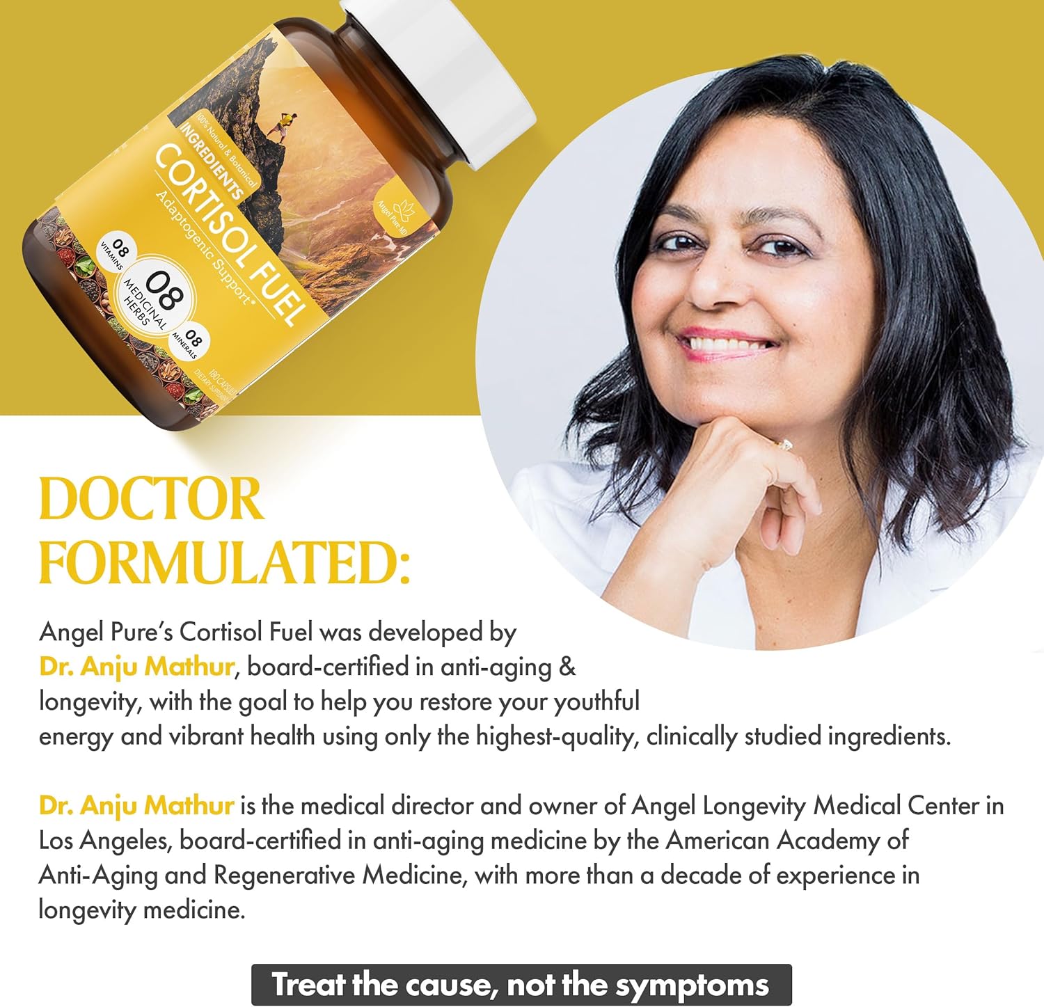 Angel Pure Cortisol Fuel Suplemento para aliviar el estrés sin alérgenos Ashwagandha Rhodiola de magnesio para apoyar el eje HPA, alivio de fatiga