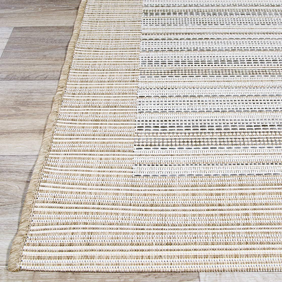 Couristan Mónaco – Alfombra rectangular de 3 pies 9 pulgadas x 5 pies 5 pulgadas, color cacao natural y marfil, lavable con manguera, apta para
