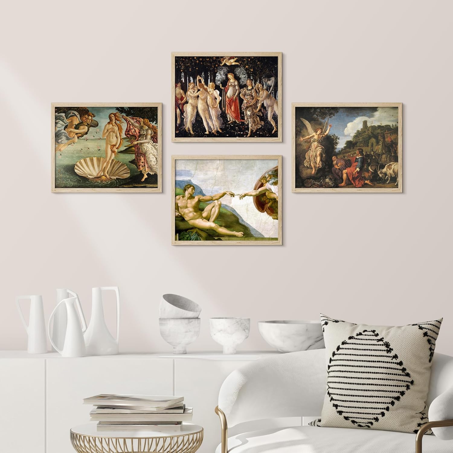 SIGNWIN Póster enmarcado Botticelli, colección Nacimiento de Venus, desierto, naturaleza, ilustraciones de bellas artes, decorativo, campestre,