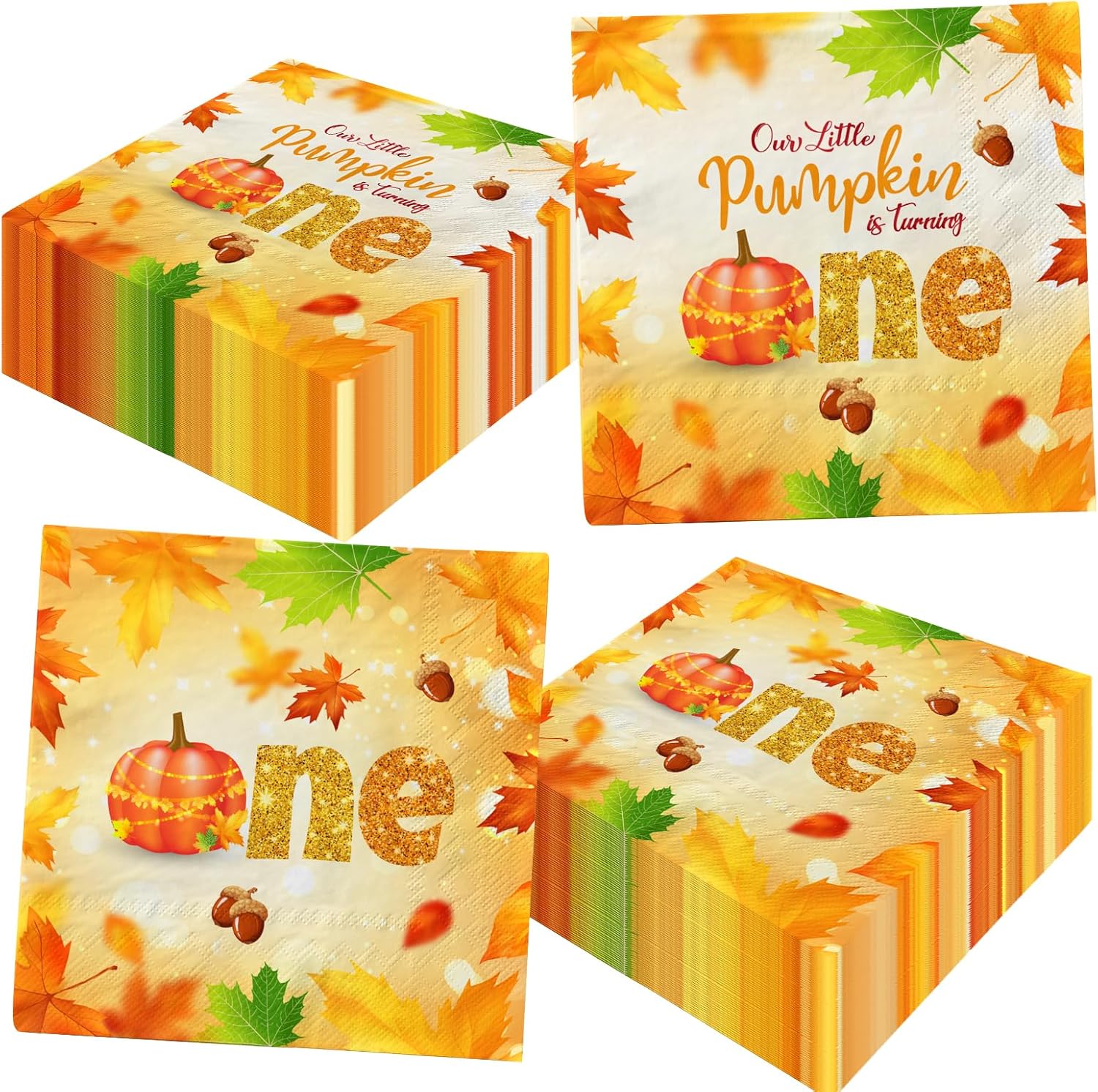 Decoraciones de otoño para baby shower, 40 servilletas de baby shower con texto en inglés “My Little Pumpkin”, decoración de papel para cena de