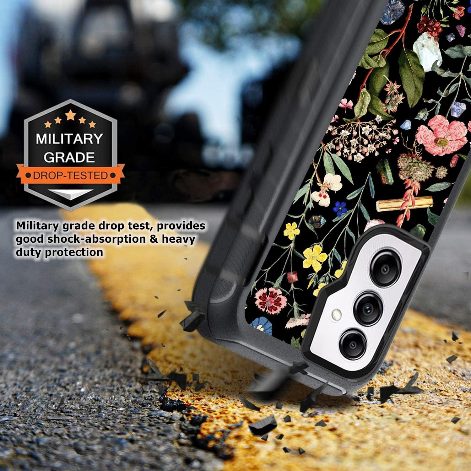 OTTARTAKS Funda compatible con Samsung Galaxy A14 5G con protector de pantalla resistente a prueba de golpes bonita funda protectora floral para