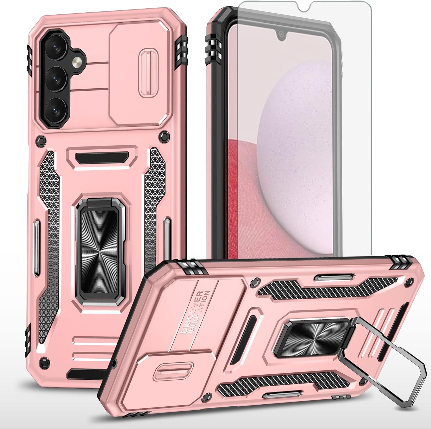 Asuwish Funda de teléfono para Samsung Galaxy A24 4G5G con protector de pantalla de vidrio templado y cubierta deslizante para cámara deslizante,