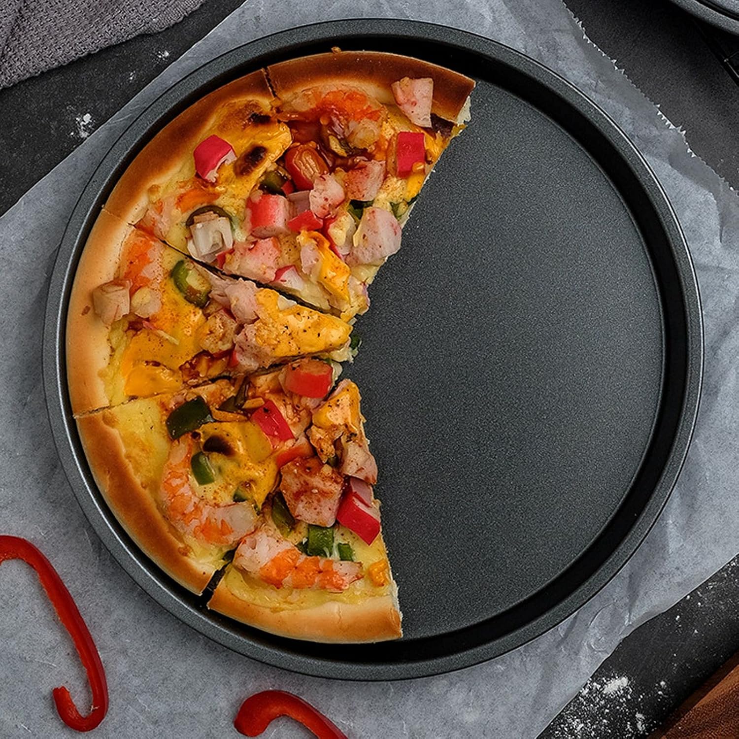 TOPINCN Sartén para pizza, 2 sartenes antiadherentes de acero al carbono grueso para hornear de cocina y panadería (6 pulgadas)