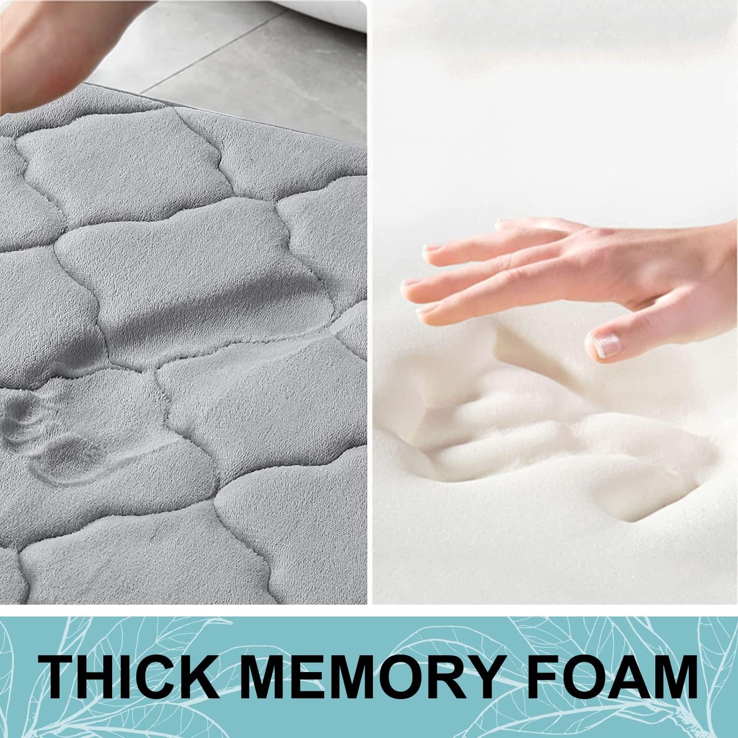 OLANLY Juego de 2 alfombras de baño de espuma viscoelástica, suaves y absorbentes, alfombra de baño de contorno en forma de U, lavable a máquina,
