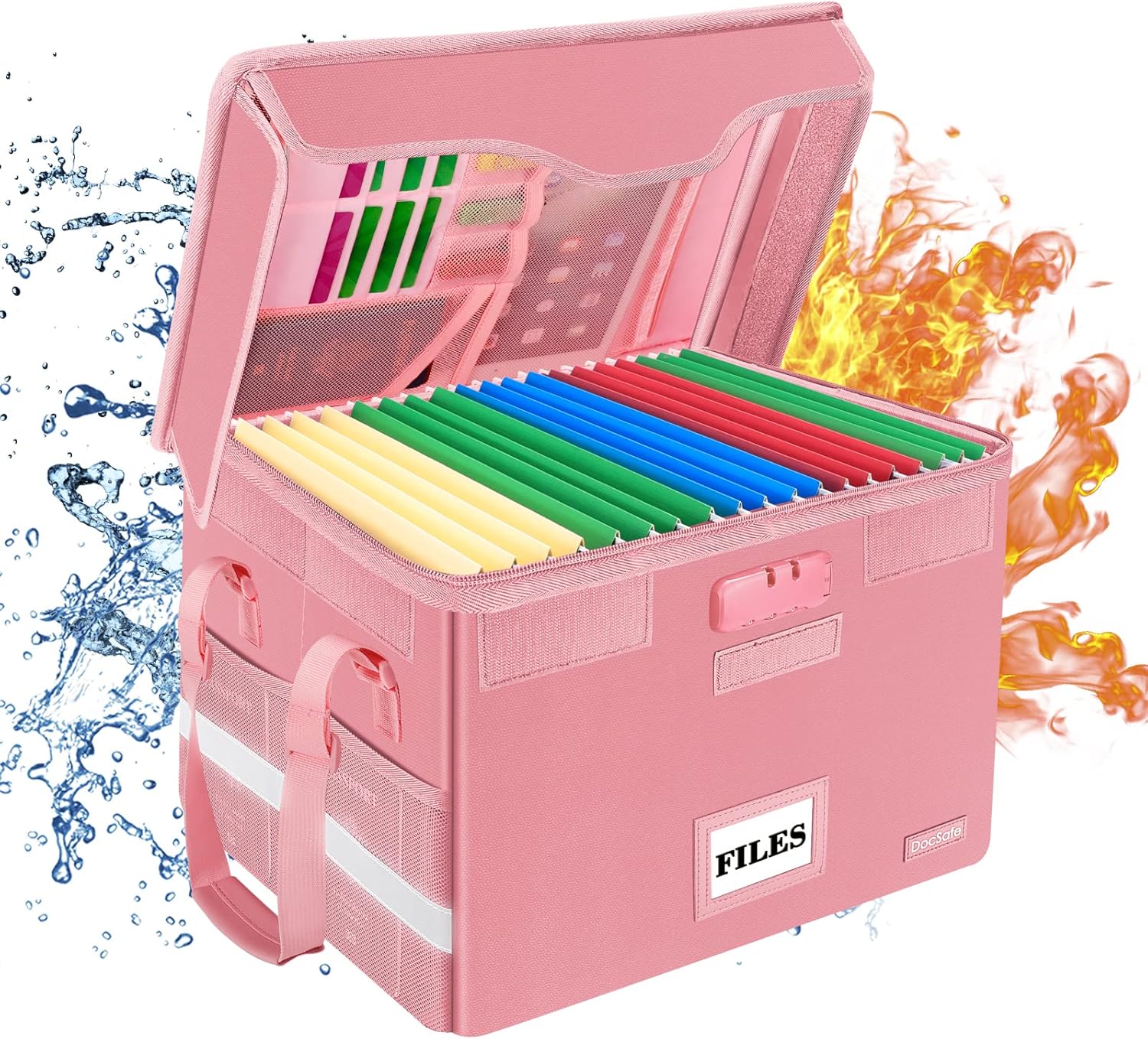 DocSafe – Caja de documentos ignífuga con cerradura, caja organizadora de almacenamiento de archivos con inserciones de pestañas, caja de archivos