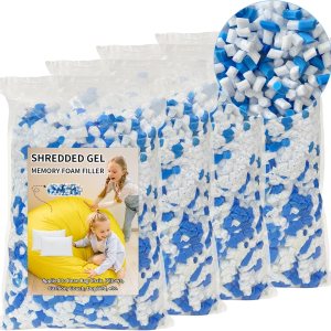 Relleno de espuma viscoelástica de gel triturado de 20 libras para puf, relleno de espuma viscoelástica para almohada refrescante, sofá, puf, cama Relleno de espuma viscoelástica de gel triturado de 20 libras para puf, relleno de espuma viscoelástica para almohada refrescante, sofá, puf, cama