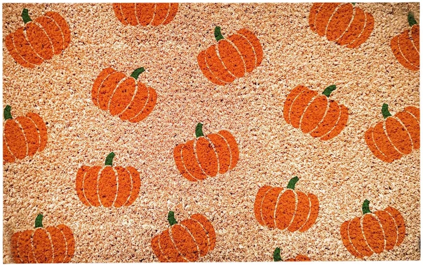 Alfombra antideslizante de calabaza de Halloween para interiores, 23.6 x 15.7 pulgadas, divertida alfombra de bienvenida con linternas de calabaza