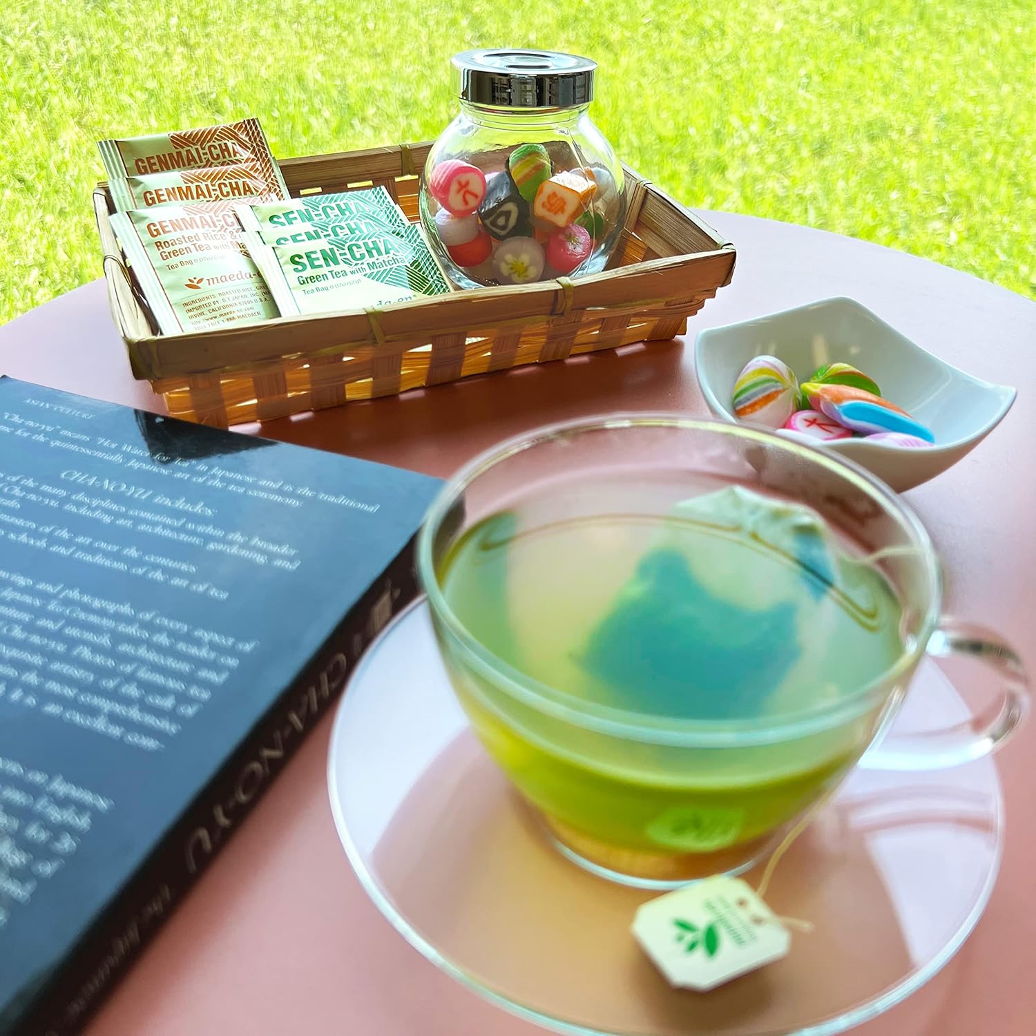 MAEDA-EN Sen-cha con verde matcha, 100 bolsitas de té en polvo de origen japonés, hojas de té verde envueltas individualmente, 02386 1 paquete