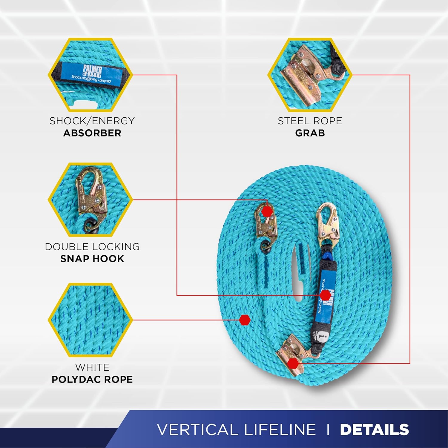 Palmer Safety V5504 Kit de techado, arnés de construcción, conjunto de línea de vida vertical y bolsa de lona
