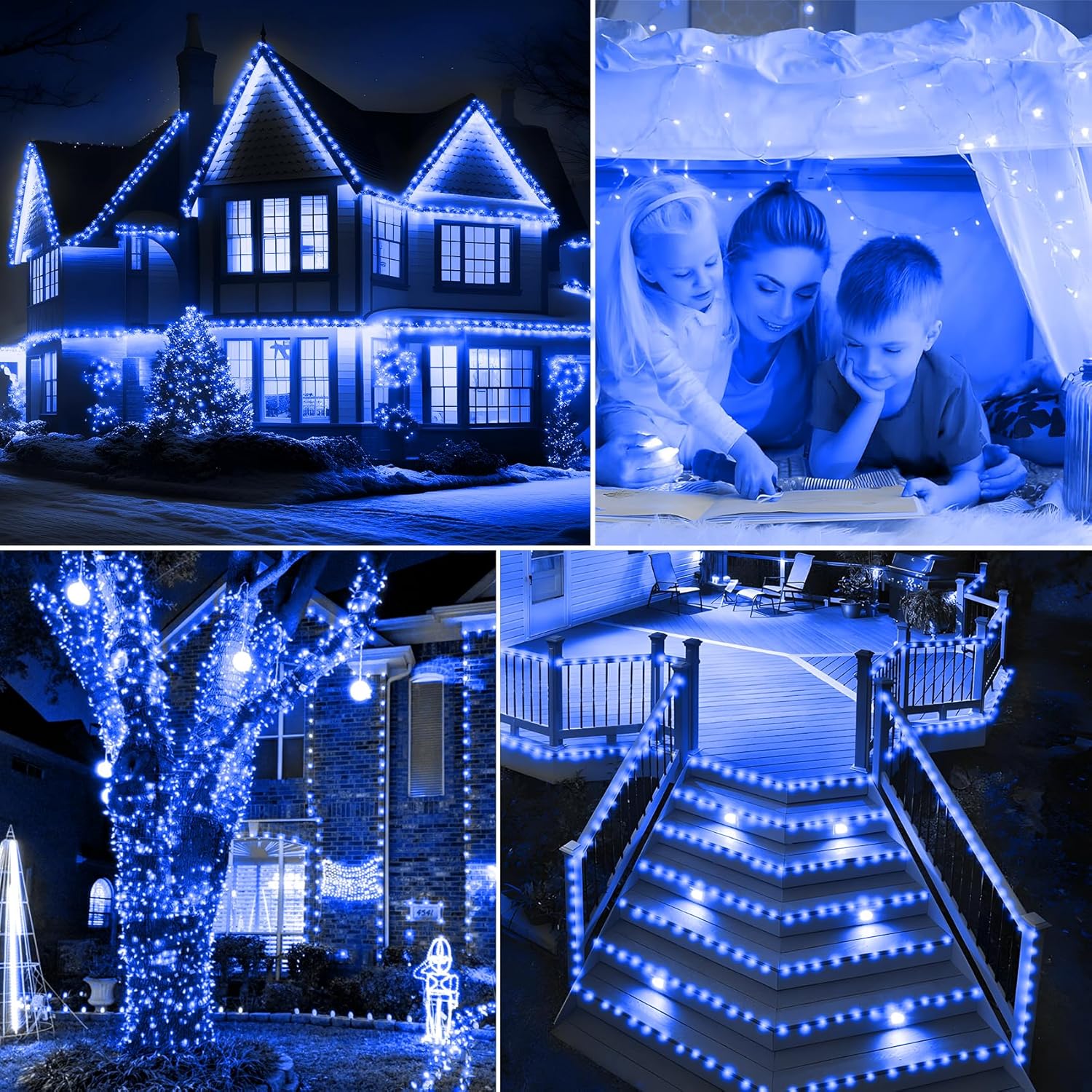 Luces de Navidad de 500 pies para exteriores, 1400 LED, impermeables, para decoración de árbol de Navidad, luces con 8 modos de enchufe,