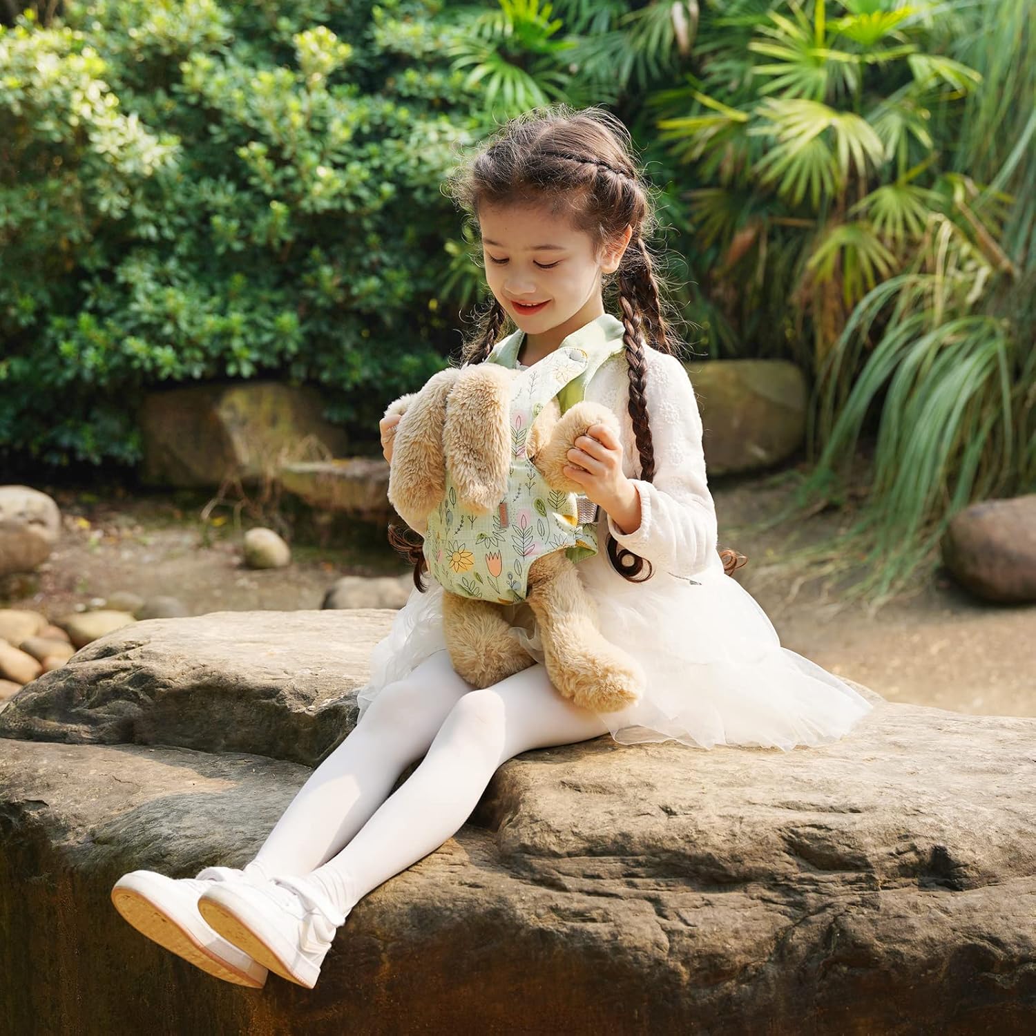 GAGAKU Portabebés de muñeca portador de muñeca accesorio de peluche con correas ajustables para niños – Verde (girasol)