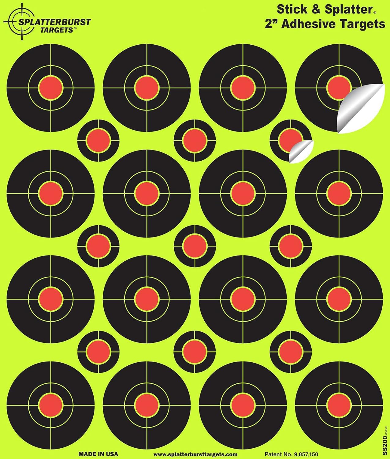 Blancos de tiro reactivos Splatterburst Targets, adhesivos de 2pulgadas Stick & Splatter,pistola, fusil, rifle, pistola de aire comprimido, pistola