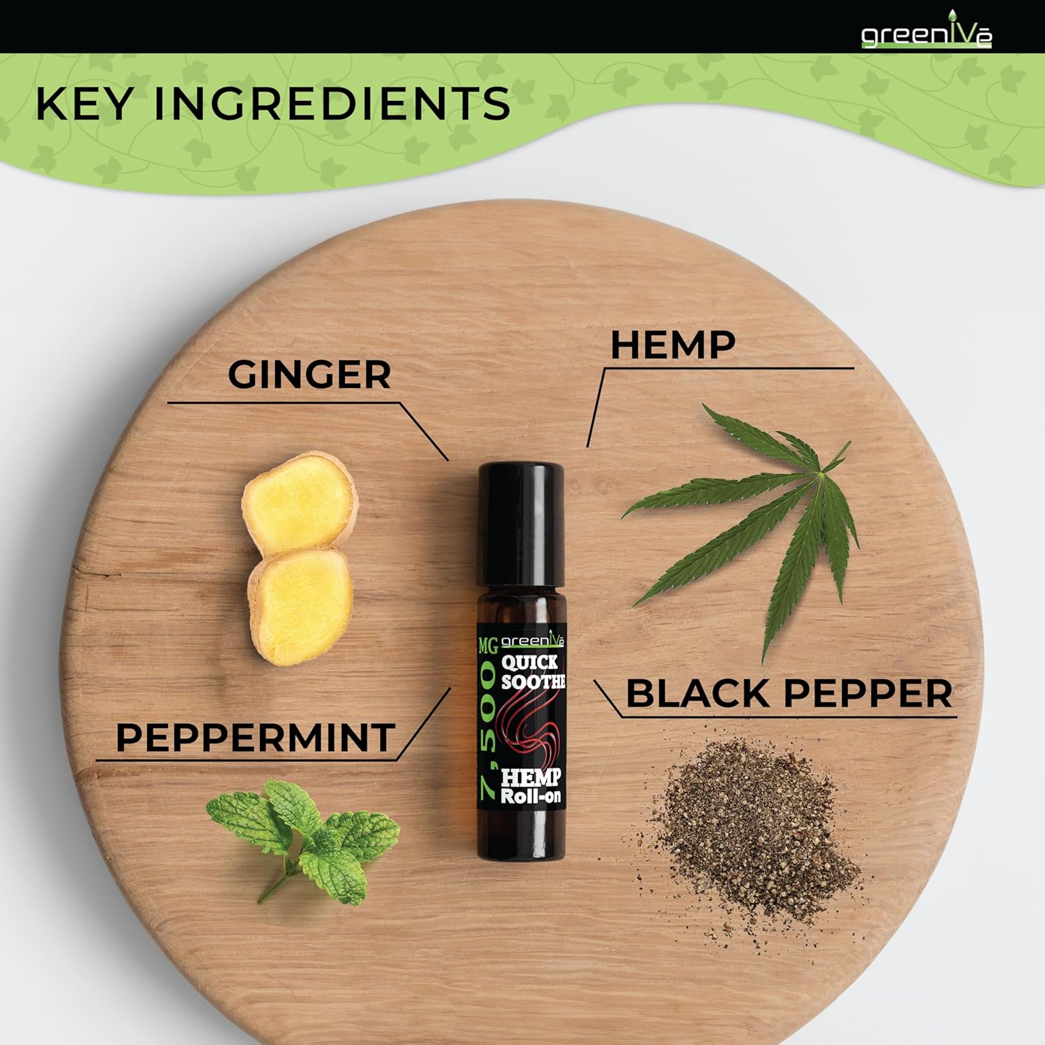 GreenIVe Mezcla de aceites esenciales terapéuticos de cáñamo roll-on de 7,500 mg para articulaciones y resultados de focalización (paquete de 2)