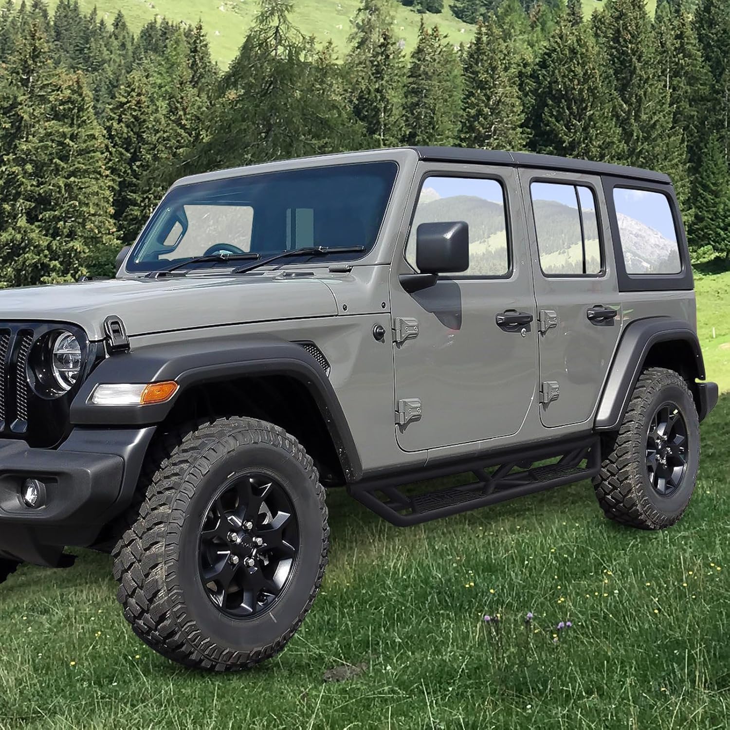 Estribos para estribos JL compatibles con Jeep Wrangler JL Unlimited 2018, 2019, 2020, 2021, 2022, 2023, 4 puertas, barras Nerf de acero resistente,