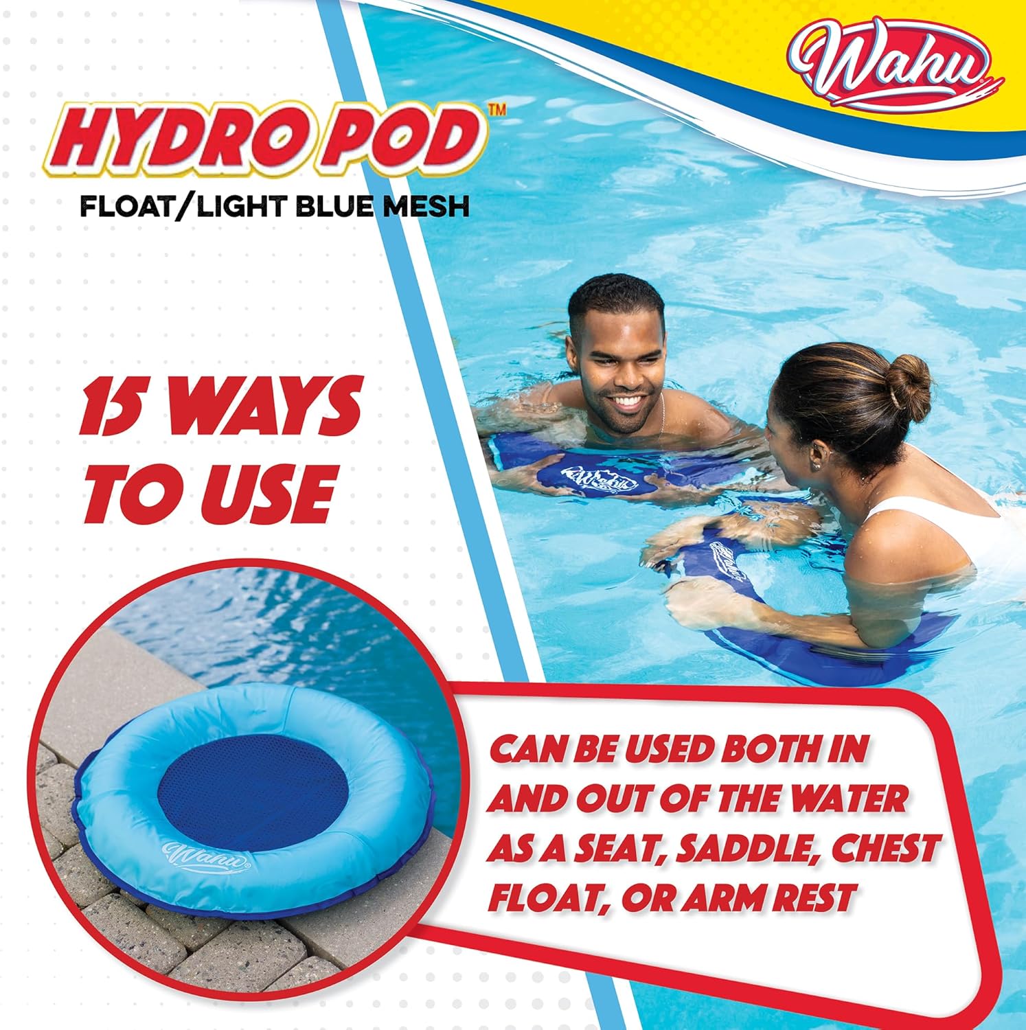 Wahu Hydro Pod – Flotador versátil de piscina con bolsa de transporte, flotador de piscina portátil redondo de 21 pulgadas para adultos y niños a