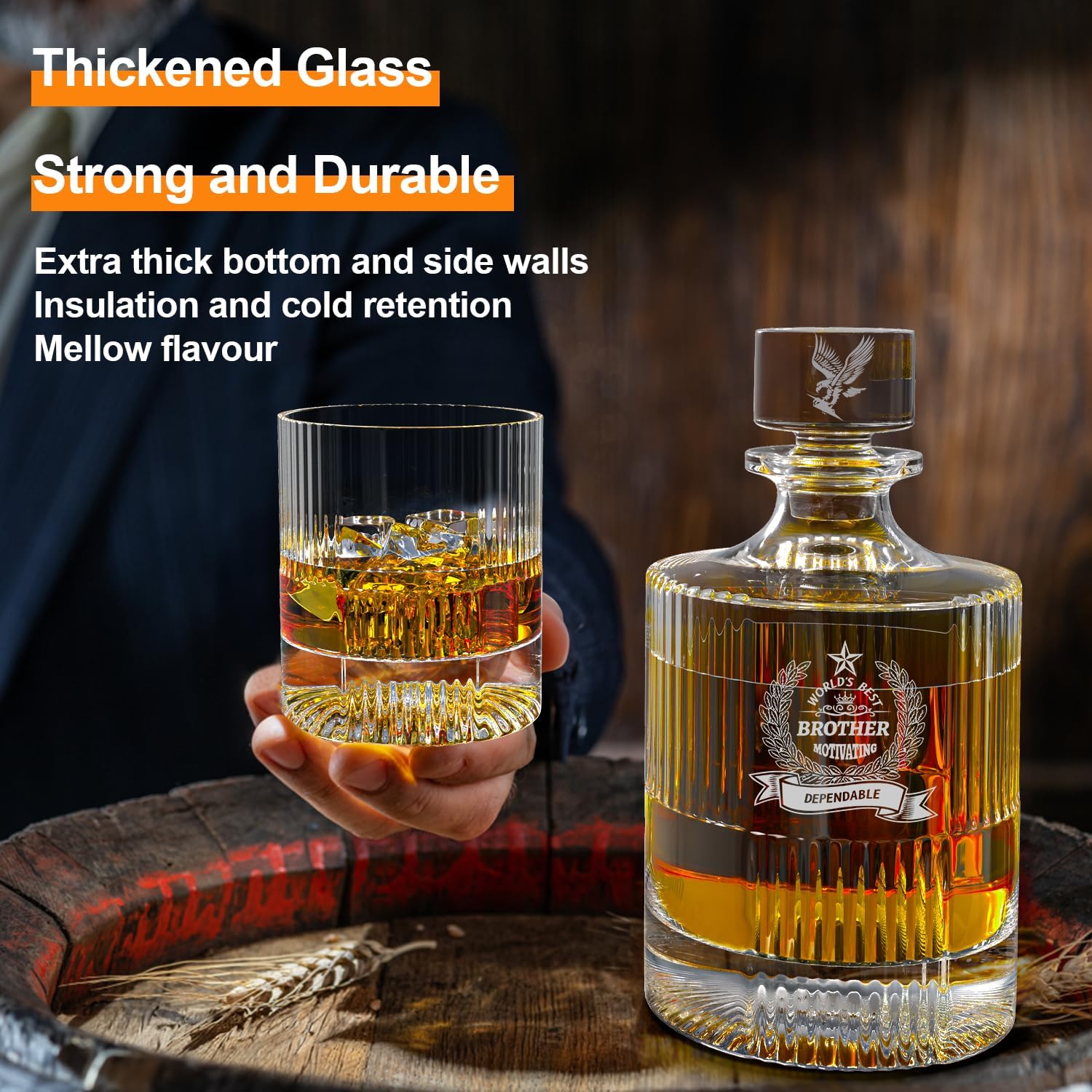 Whiskey Decanter Set with 2 Whiskey Glasses Great Bourbon Whiskey Gifts for Men Dad Husband Boyfriend Anniversary, Birthday Gifts 35OZ Liquor