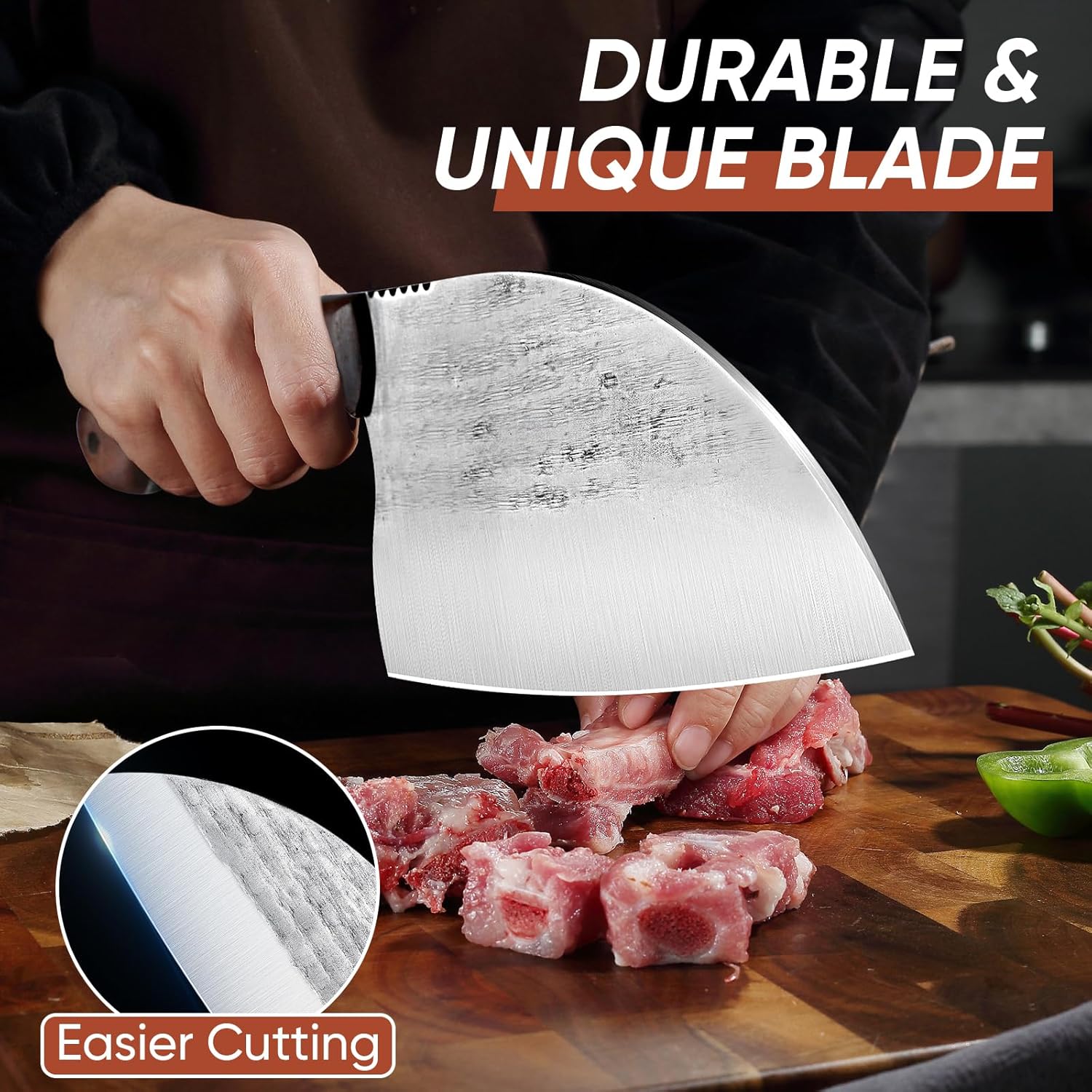 TIJERAS Juego de cuchillos de carnicero de 14 piezas para cortar carne, juego de cuchillos de chef japonés de primera calidad con bolsa para