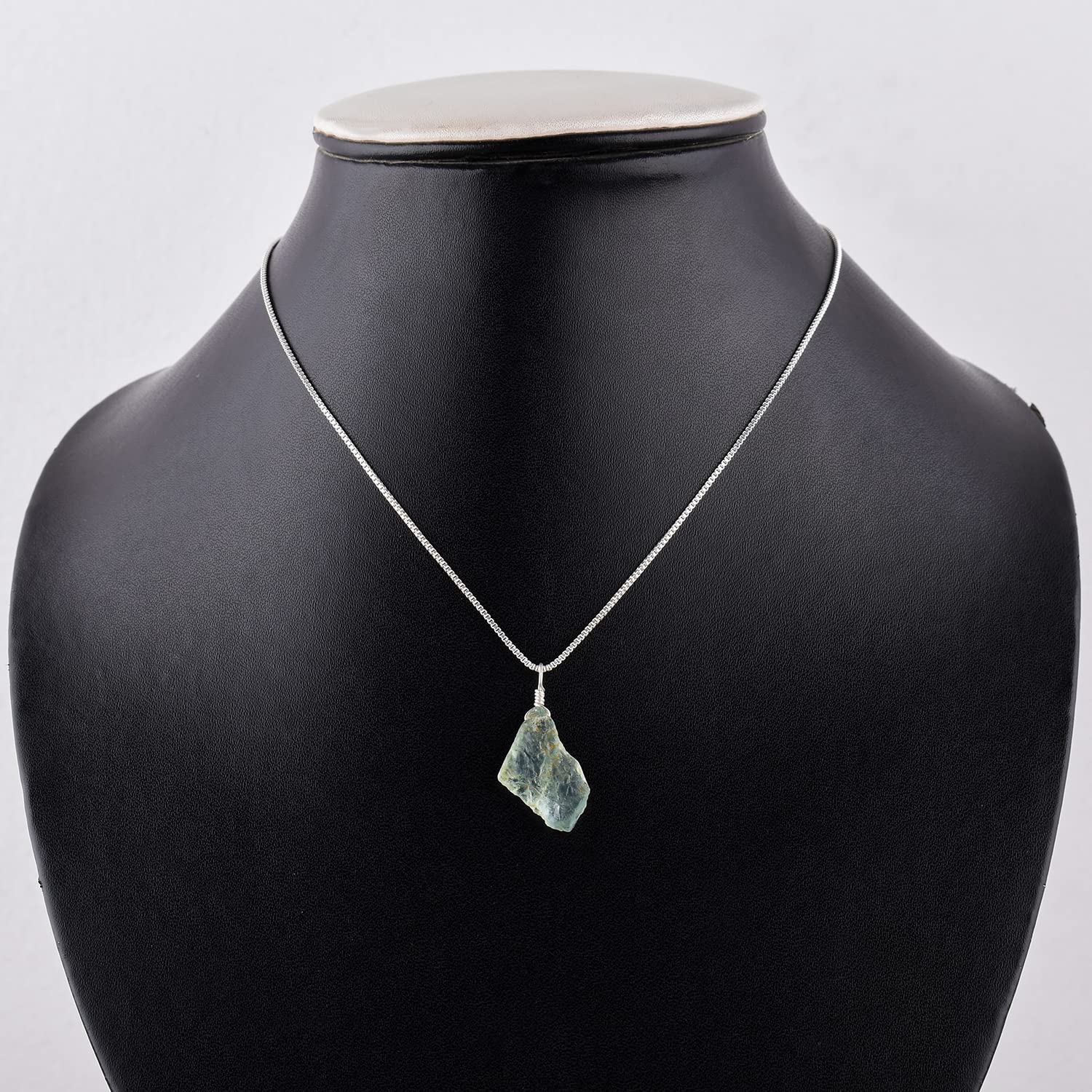 Natural Raw Blue Aquamarine – Sea Stone Rough Crystal Gemstone Dainty Women Pendant Necklace, Chakra Healing Crystals, Birthstone, Silver Plated