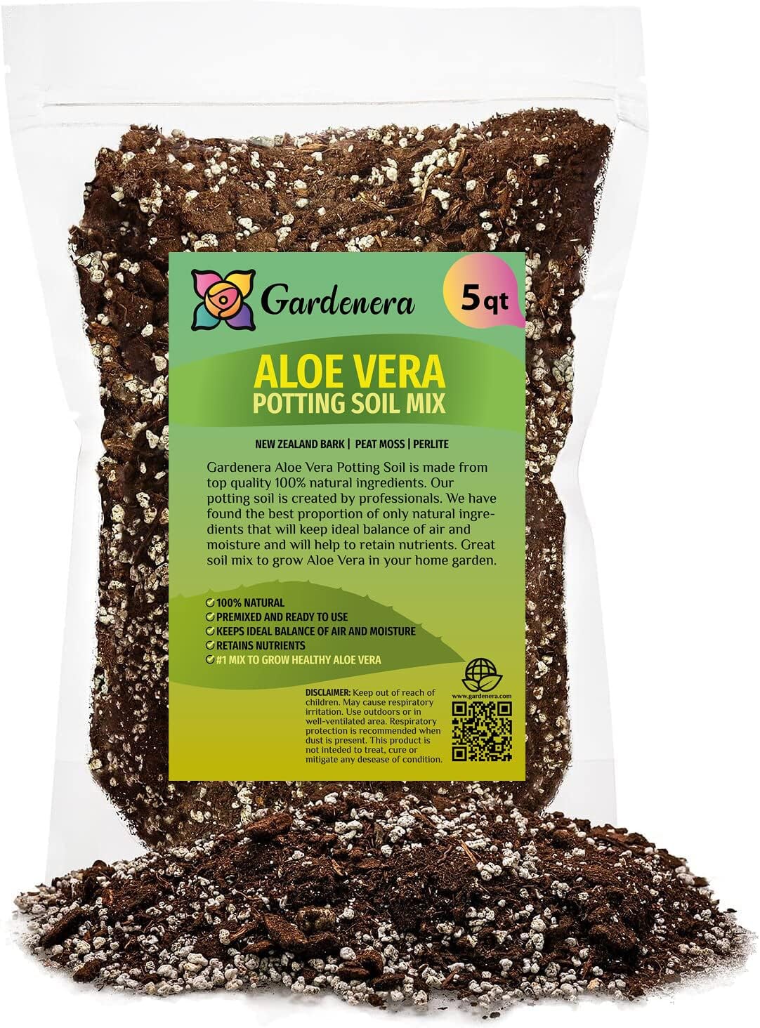 Mezcla de tierra para macetas de aloe vera prémium (bolsa de 5 cuartos de galón)