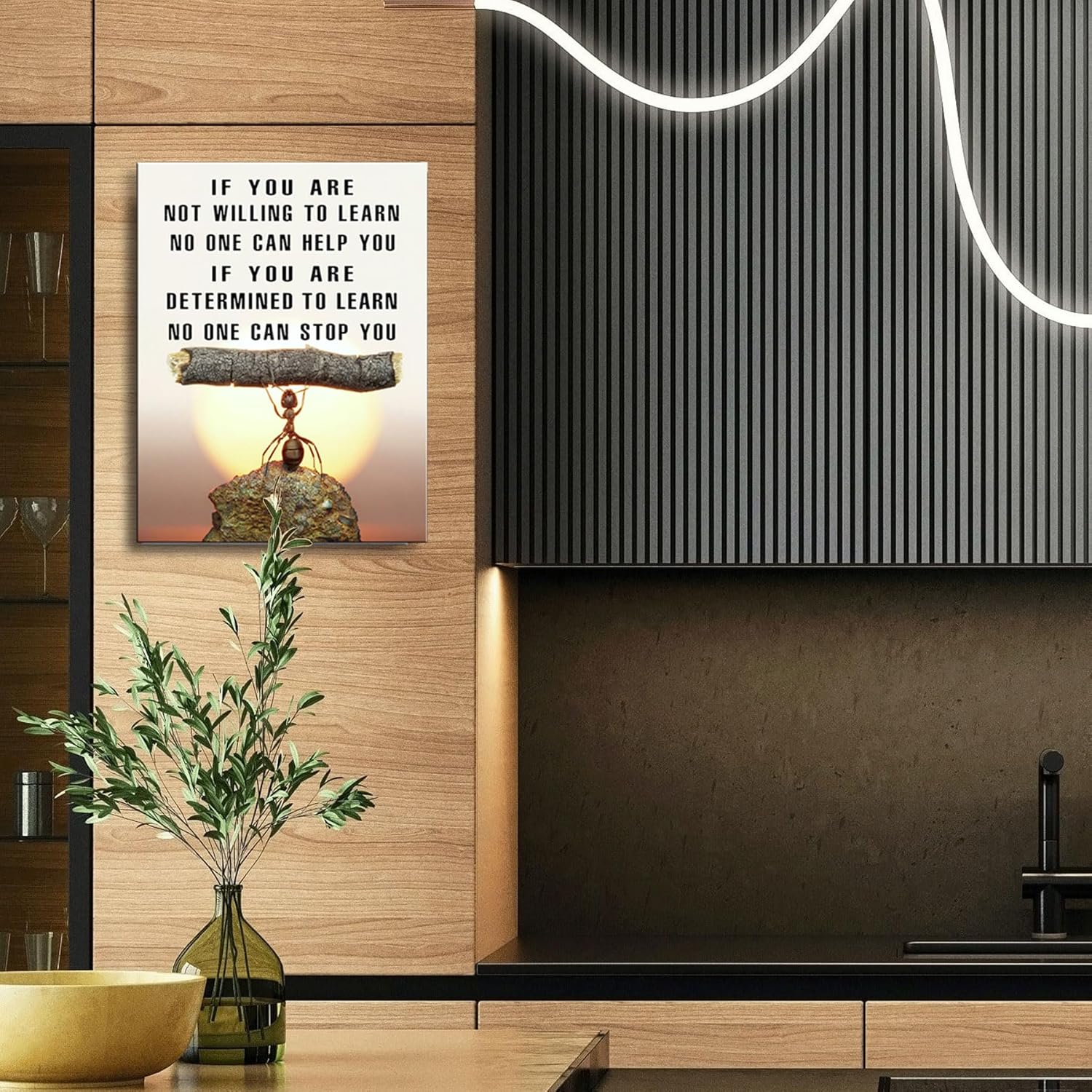 Ploceiny Arte de pared motivacional de hormiga, decoración de lienzo inspiradora para sala de estar, cocina, cuarto de lavado, baño, dormitorio,