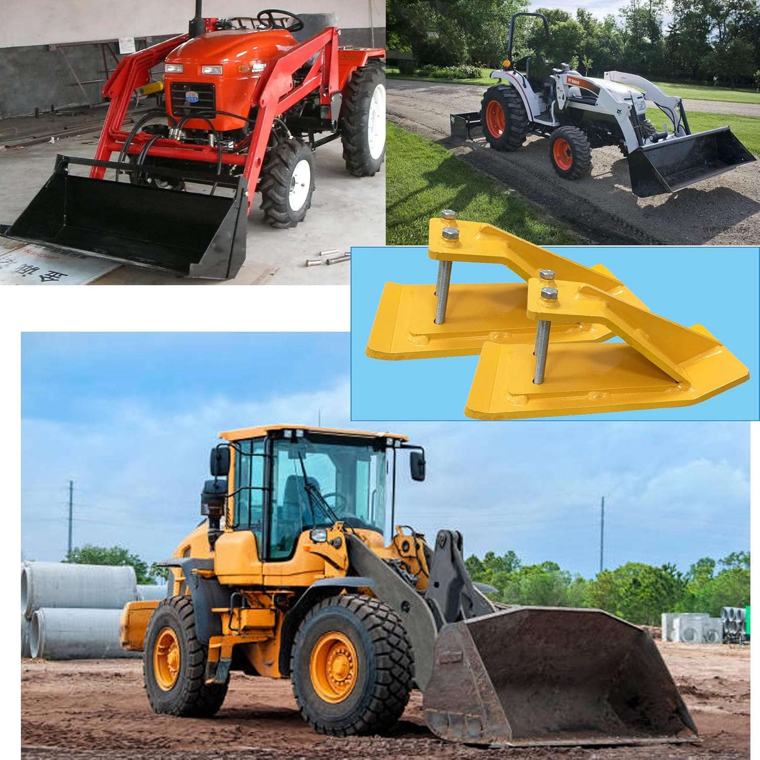 2 protectores de cubo de tractor amarillo, protector de borde, tuercas y pernos de doble bloqueo, protector antideslizante para accesorios de cubo