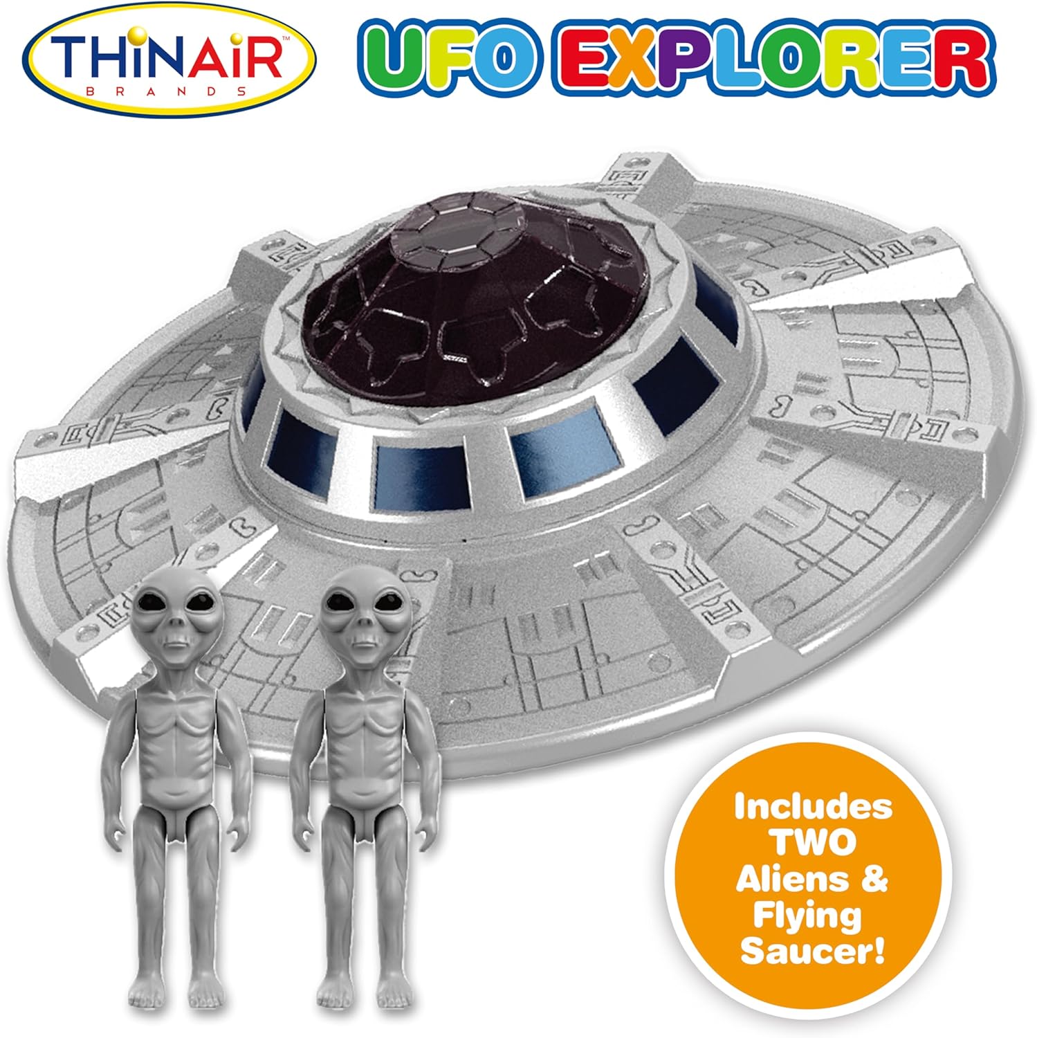 Nature Bound Juguete espacial de nave espacial OVNI, juego de nave espacial para niños con dos extraterrestres, luces y sonidos, aventura educativa