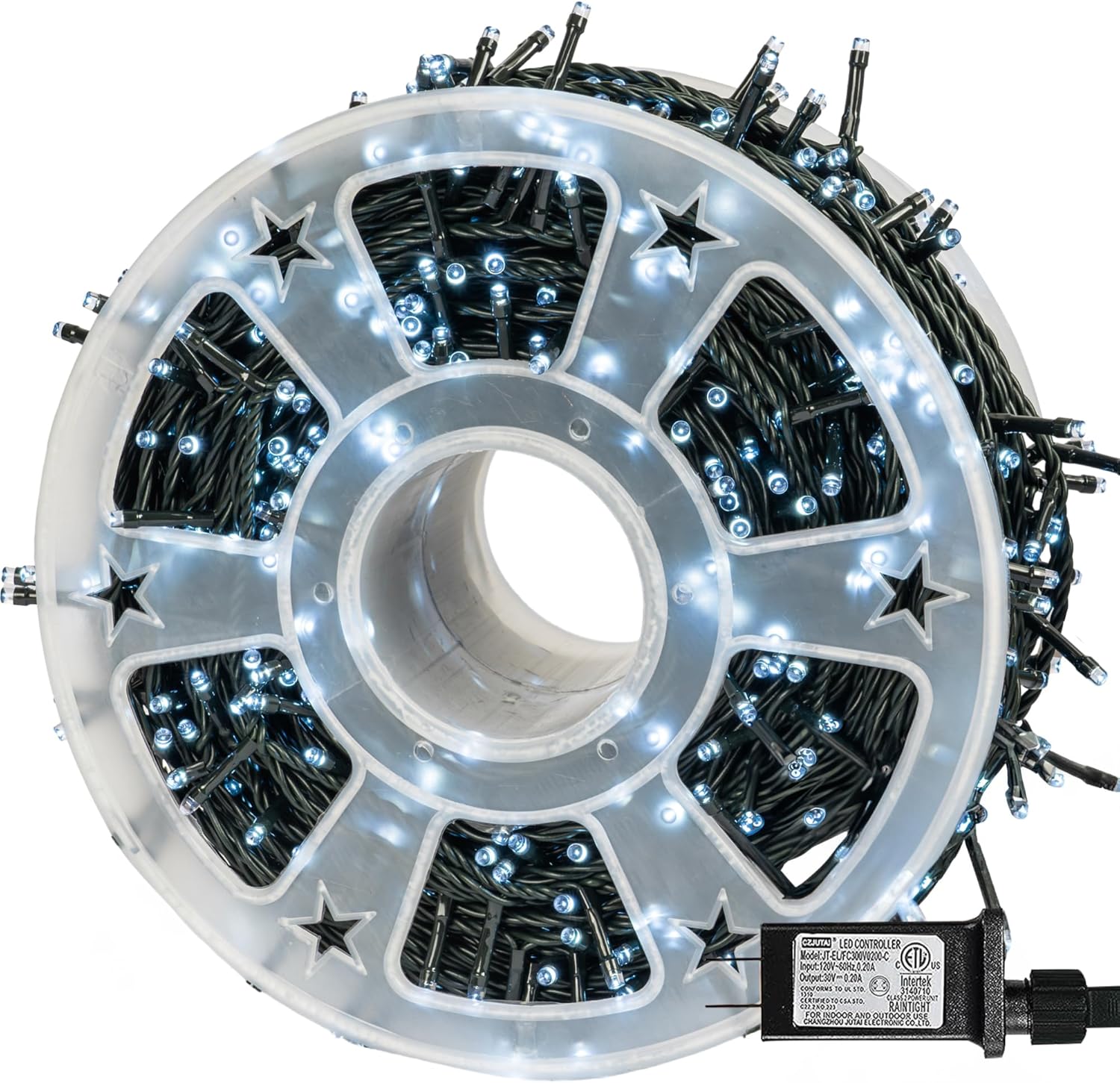 Dazzle Bright Guirnalda de luces LED de Navidad de 164 pies, 500 luces LED de alambre verde impermeable con 8 modos, decoraciones de Navidad al aire
