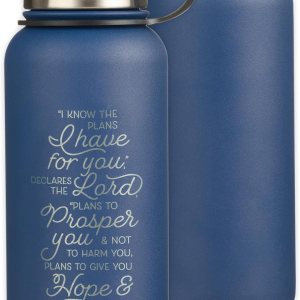 Christian Art Gifts Botella de agua grande de acero inoxidable de doble pared sellada al vacío para mujeres, hombres y graduados I Know the Plans – Christian Art Gifts Botella de agua grande de acero inoxidable de doble pared sellada al vacío para mujeres, hombres y graduados I Know the Plans –