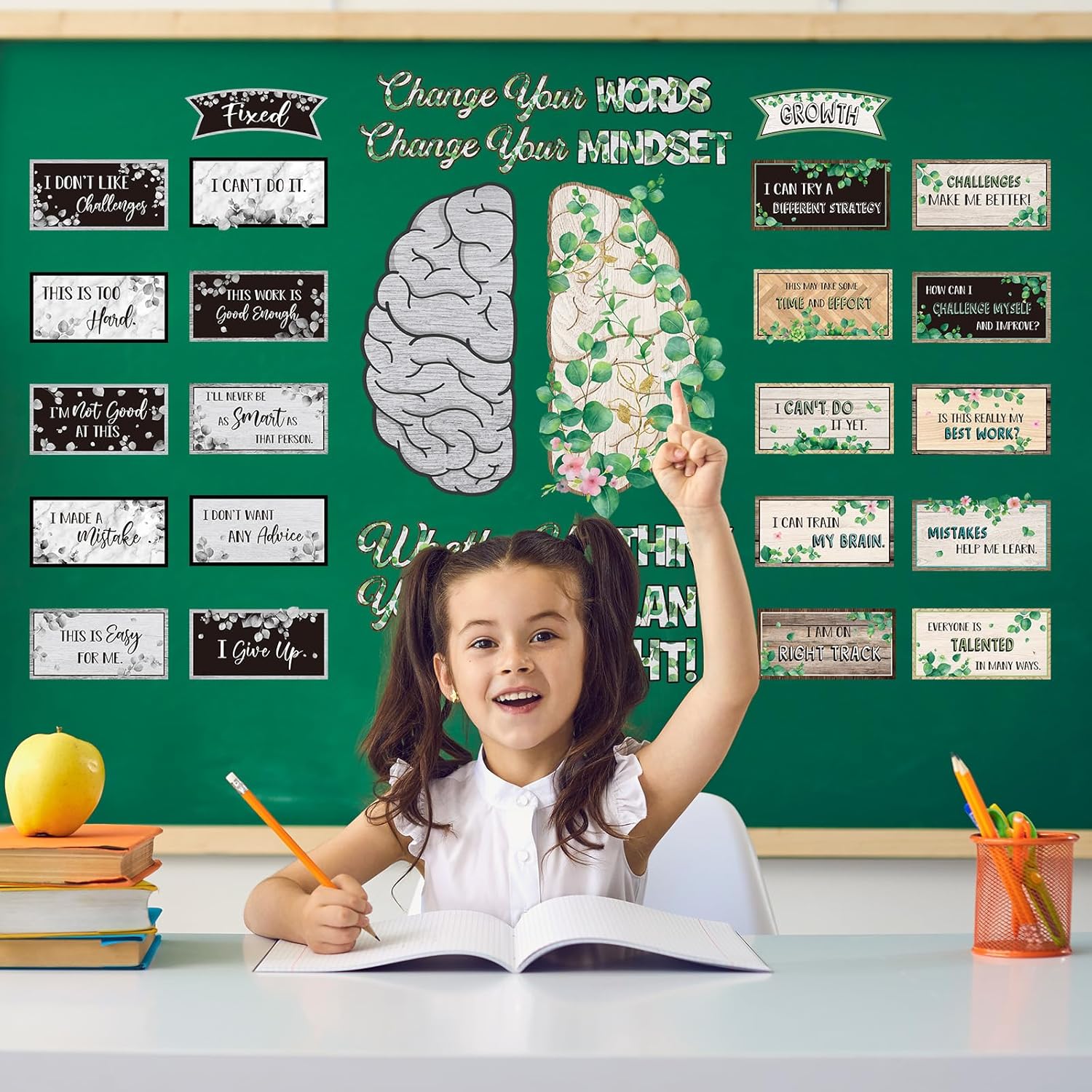 Tenare Mindset – Juego de pósteres motivacionales para cambiar tu mentalidad, refranes positivos, decoración inspiradora para el aula para