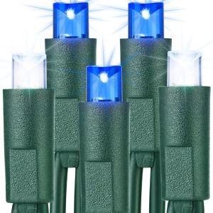 Brizled Luces de Navidad azules y blancas, 33 pies, 100 luces LED de 0.197 in de gran angular, mini tira de luces conectables, luz de árbol de Brizled Luces de Navidad azules y blancas, 33 pies, 100 luces LED de 0.197 in de gran angular, mini tira de luces conectables, luz de árbol de