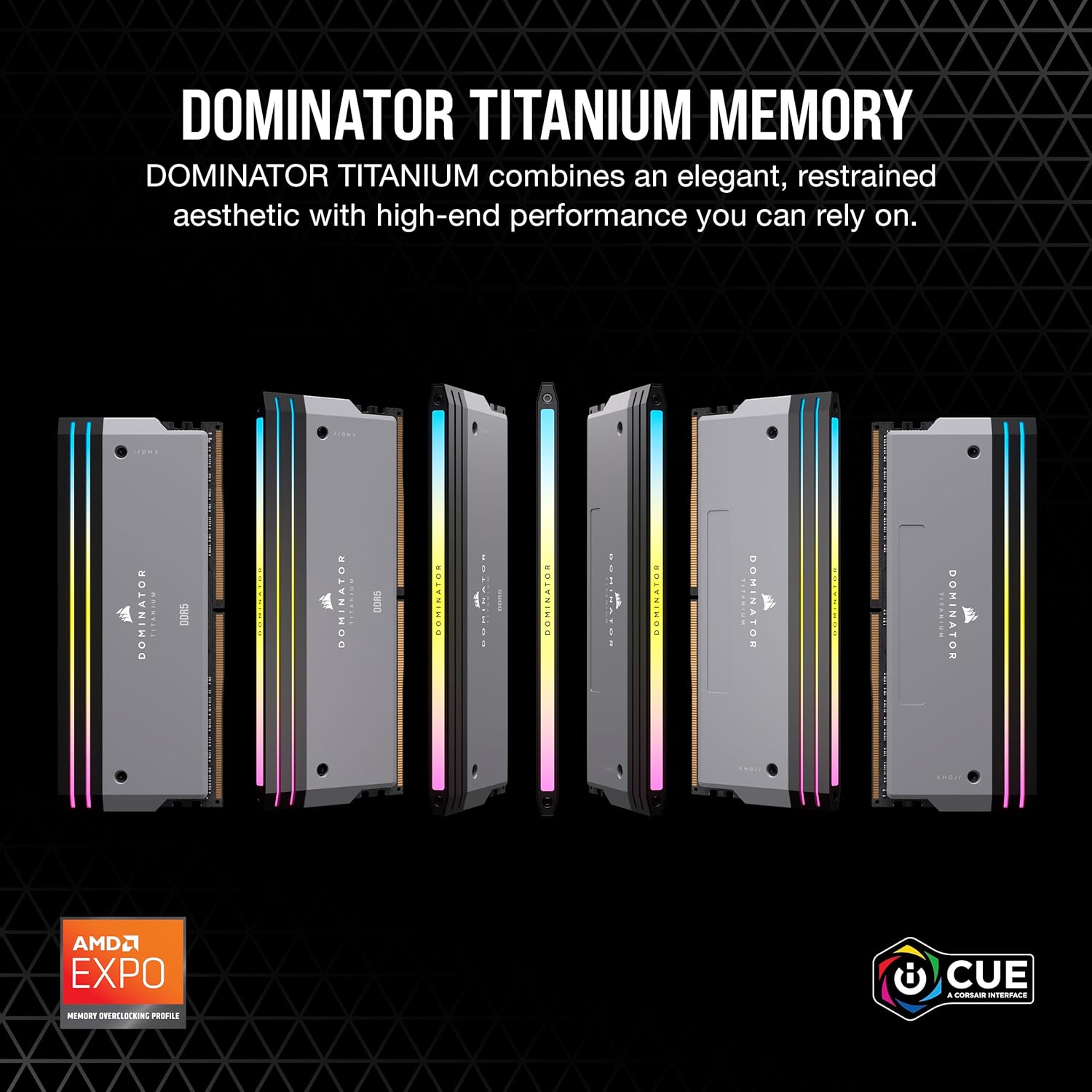CORSAIR Dominator Titanium RGB DDR5 RAM 64 GB (2 x 32 GB) DDR5 6000 MHz CL30 AMD Expo iCUE Memoria de computadora compatible – Gris