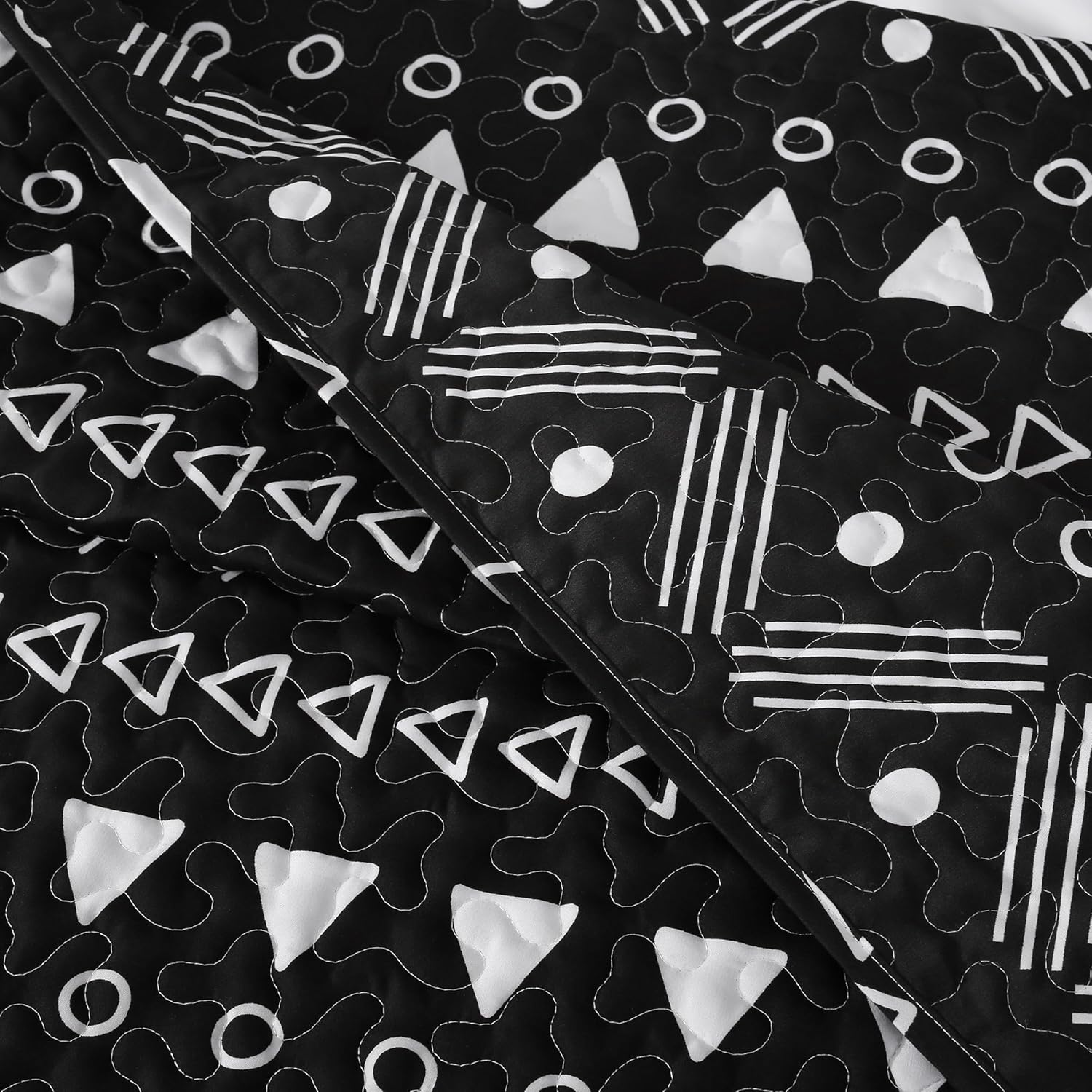 FULTEMPS Juego de edredón ultrasuave  Manta bohemia con estampado geométrico negro  Colchas resistentes a las arrugas y a la decoloración,