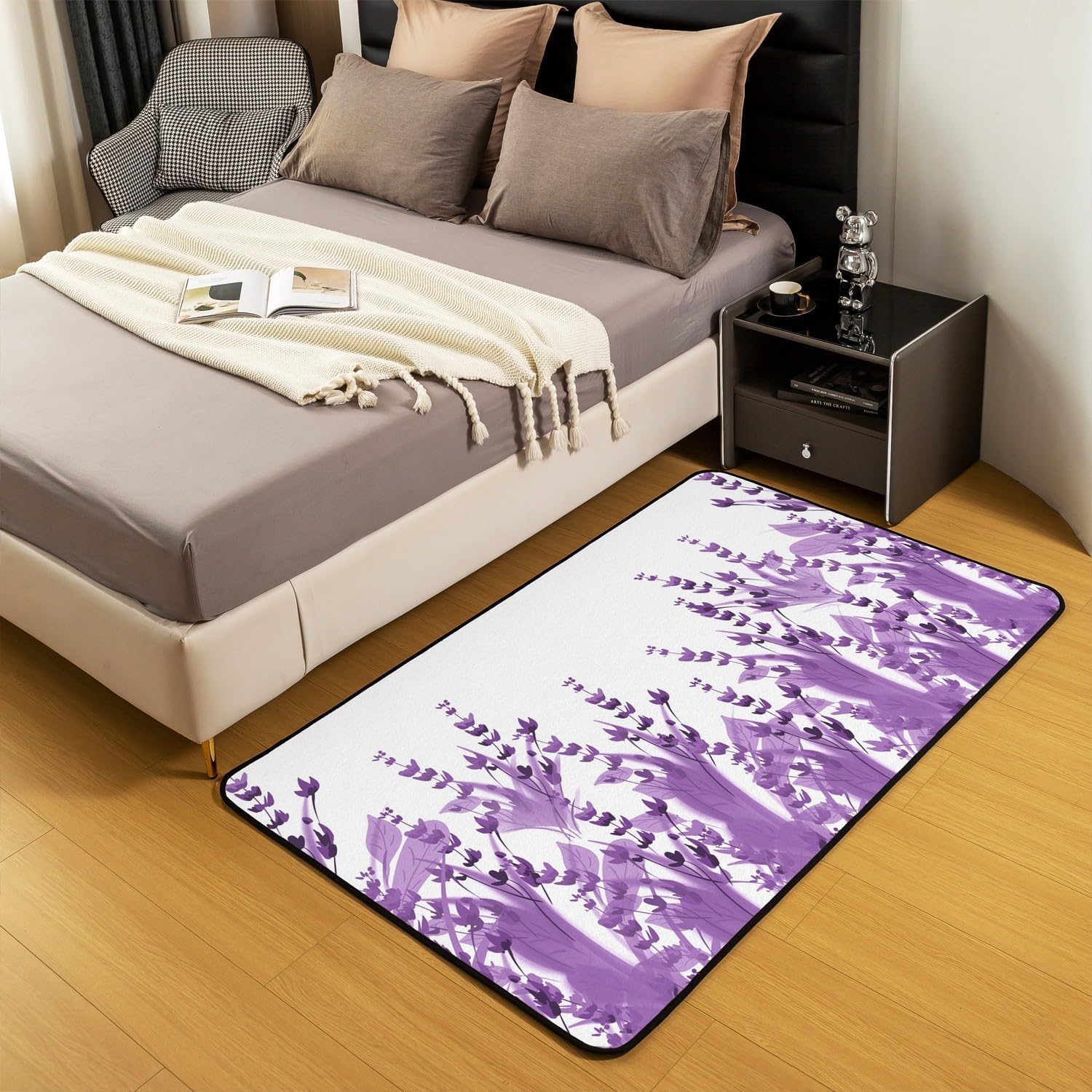 Tree Branches – Alfombra decorativa de 5 x 7 pies, color morado, alfombra de jardín para niños y niñas, alfombra botánica para sala de estar,