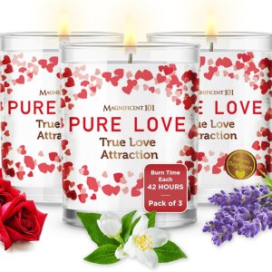 Magnificent 101 Pure Love – Juego de 3 velas de aromaterapia para una verdadera atracción amorosa, 3.5 onzas cada cera de soja natural, 42 horas de Magnificent 101 Pure Love – Juego de 3 velas de aromaterapia para una verdadera atracción amorosa, 3.5 onzas cada cera de soja natural, 42 horas de