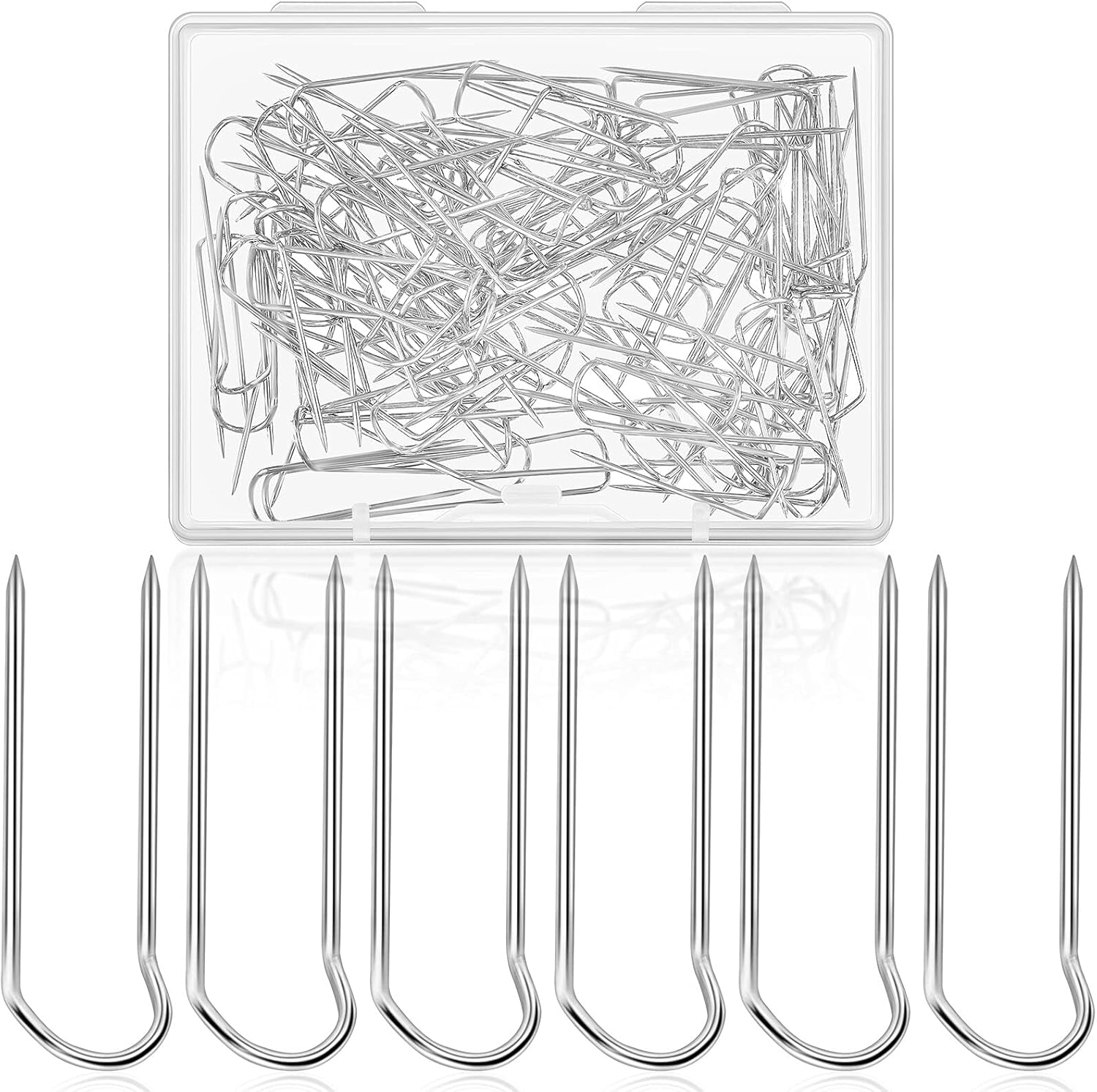 100 piezas de horquillas para acolchar metal U Pins artesanías alfileres rectos colchas de costura pasadores de doble bloqueo adorno colgador U