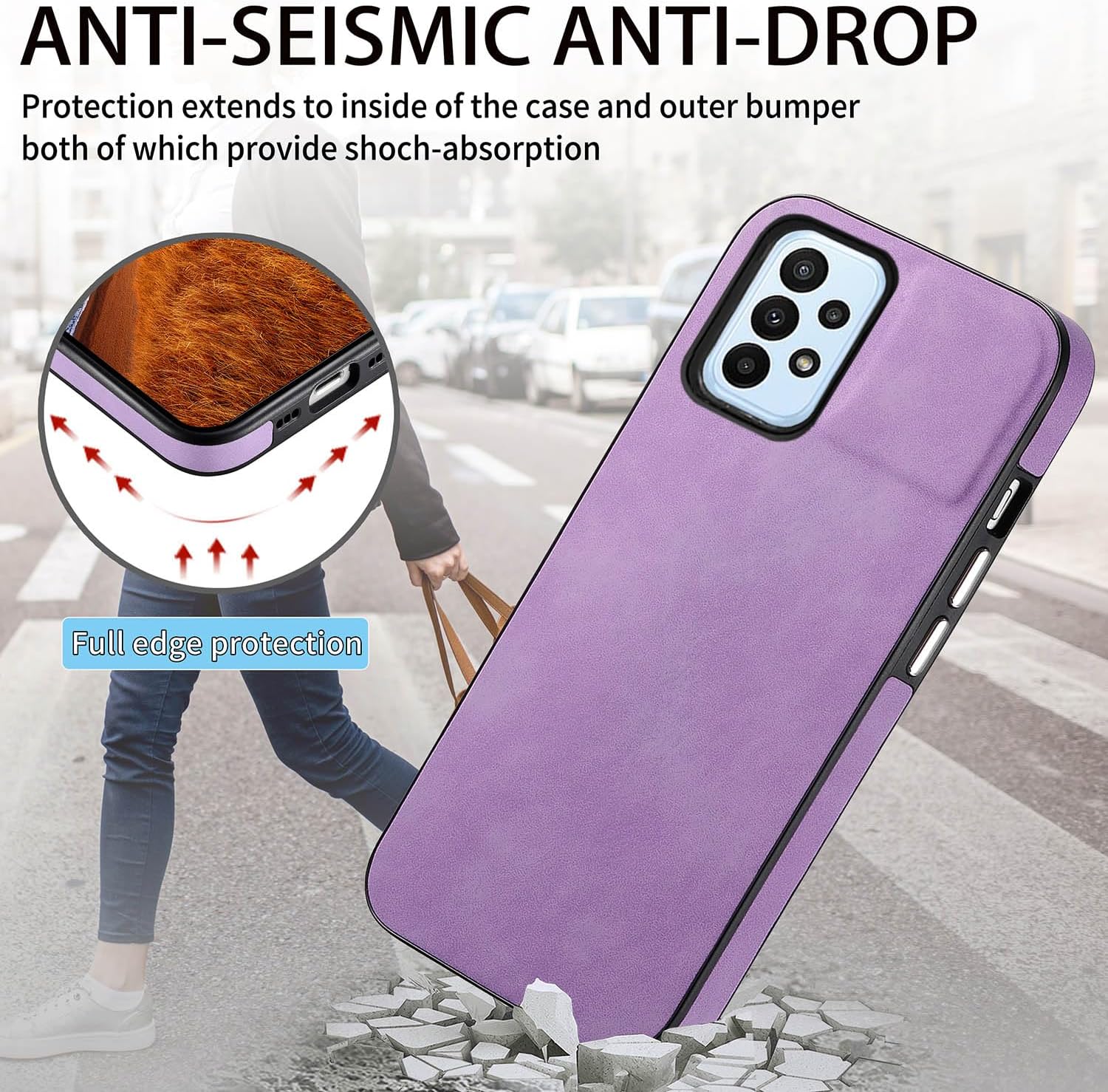 Asuwish Funda de teléfono para Samsung Galaxy A23 5G4G con protector de pantalla de vidrio templado y funda de cuero delgada y delgada, accesorios