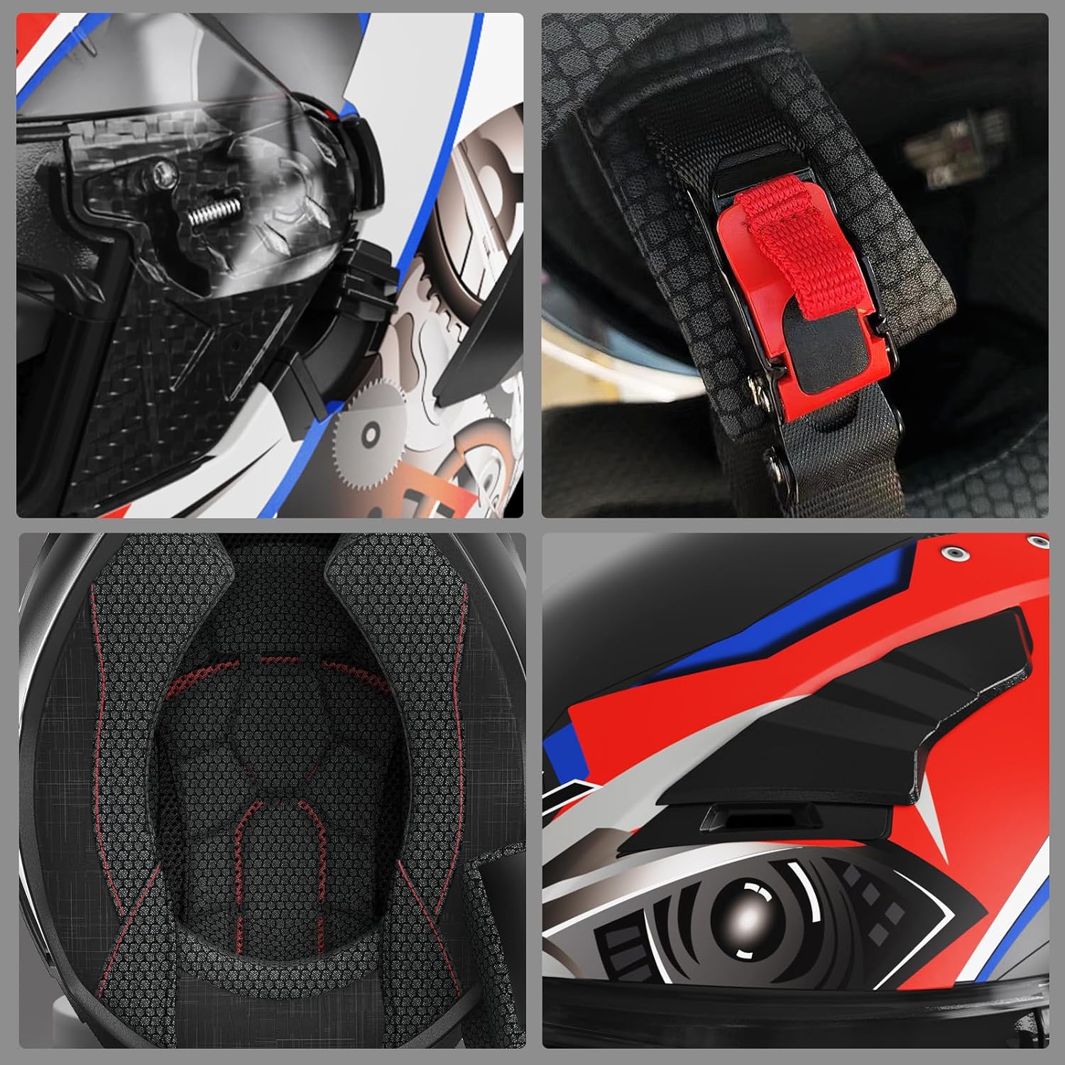Casco de motocicleta de doble visera para adultos, casco de motocicleta antivaho aprobado por DOT