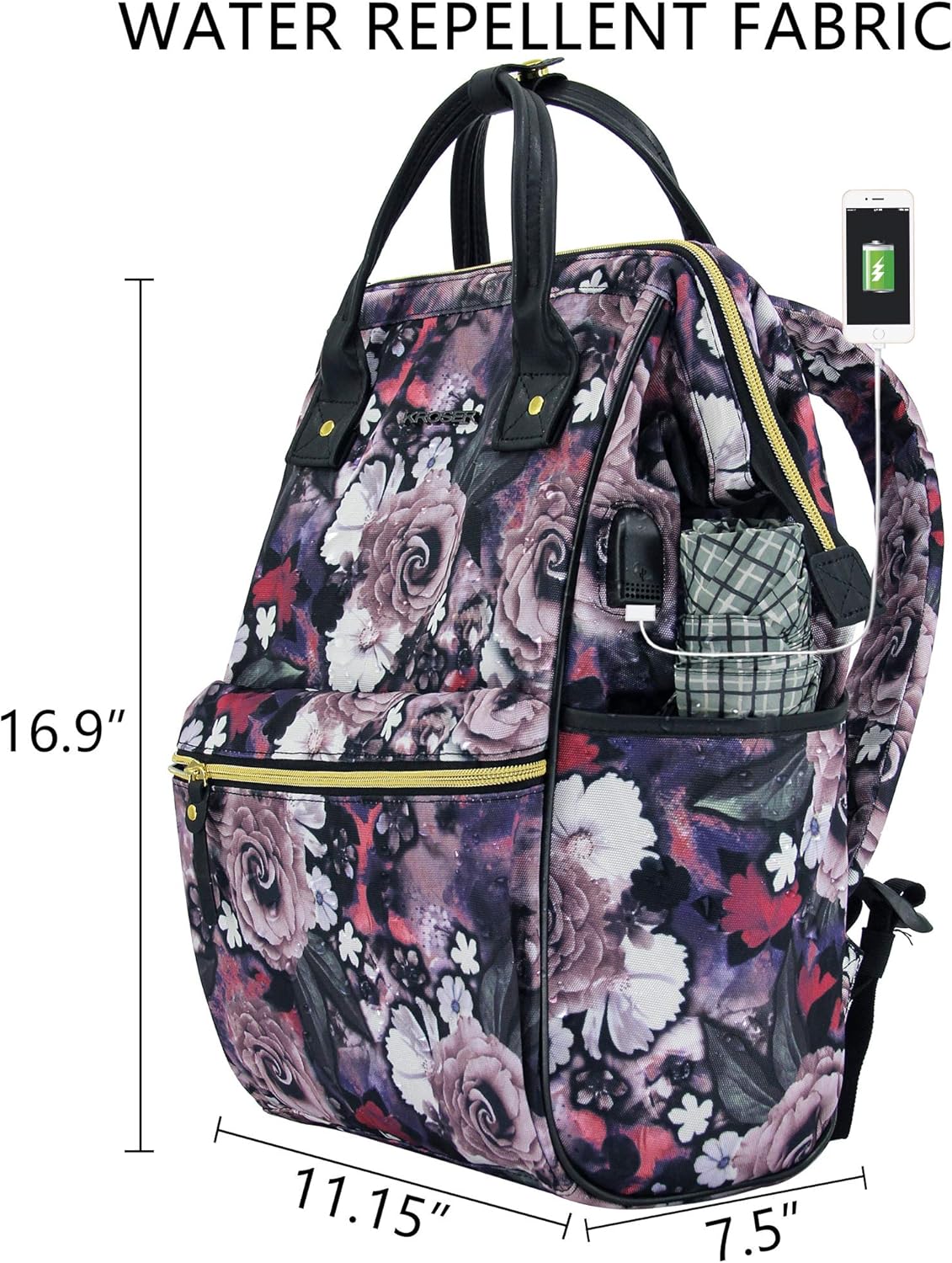 KROSER Mochila para computadora portátil, repelente al agua, para viajes, negocios, universidad, para mujeres, hombres