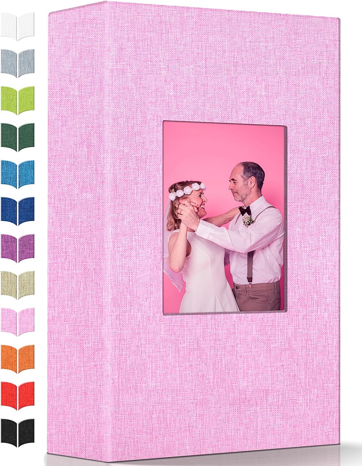 Artfeel Álbum de fotos de 4 x 6 pulgadas con 300 bolsillos, álbumes de fotos deslizables, cubierta de lino, libro de recuerdos con ventana frontal,