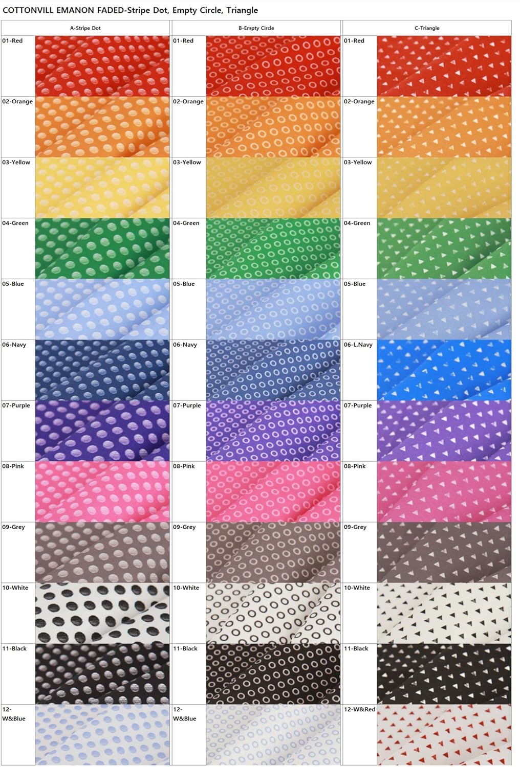 COTTONVILL EMANON – Tela de algodón con estampado de triángulo de puntos (10 pulgadas, triángulo circular de puntos en D)