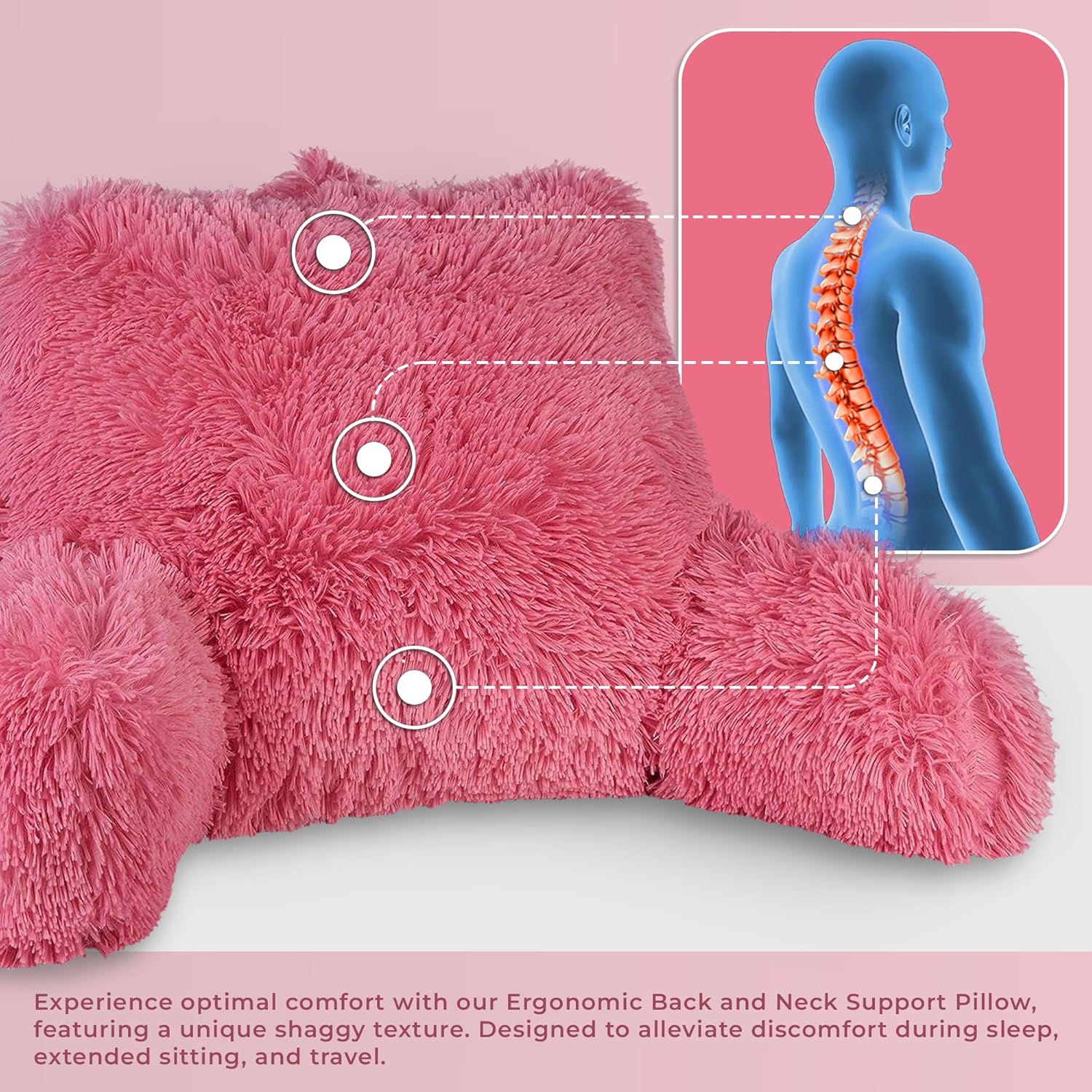 Klear Vu Almohada de lectura lanuda para adultos y niños, soporte lumbar y de brazo en cama, silla, sofá y suelo, 30 x 21 pulgadas, tamaño único,