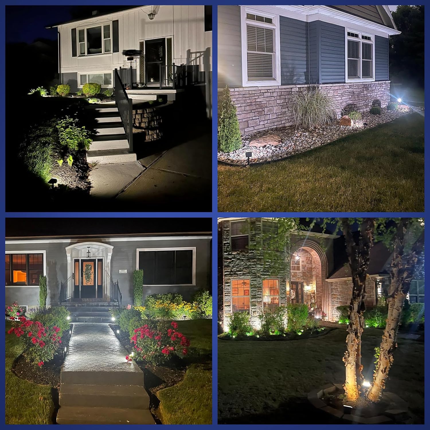 NYMPHY Solar Lights Outdoor Waterproof IP68, 56 LED 3 Lighting Modes Solar Powered Garden Yard Spot Solar Lights for Outside Landscape- 6 Pack (Cool