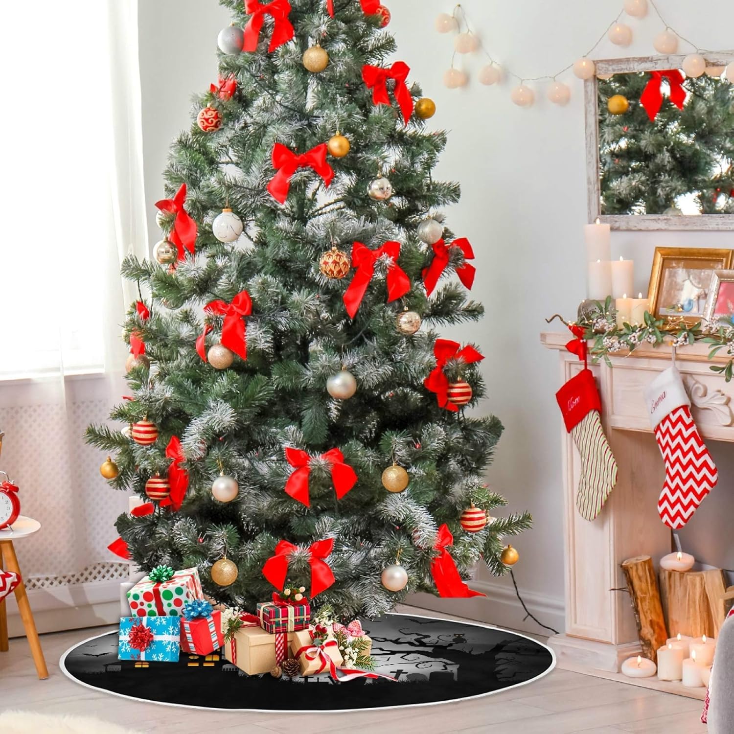 ALAZA Decoración de falda de árbol de Halloween, mini falda de árbol pequeña de 35.4 pulgadas con espeluznante Halloween para Halloween, fiesta,