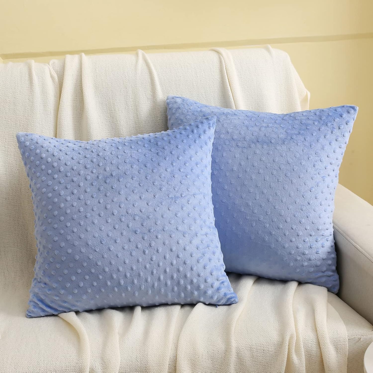 DaysU Juego de 2 fundas de almohada decorativas de felpa suave y sedosa con puntos elevados relajantes, fundas de almohada decorativas de 18 x 18