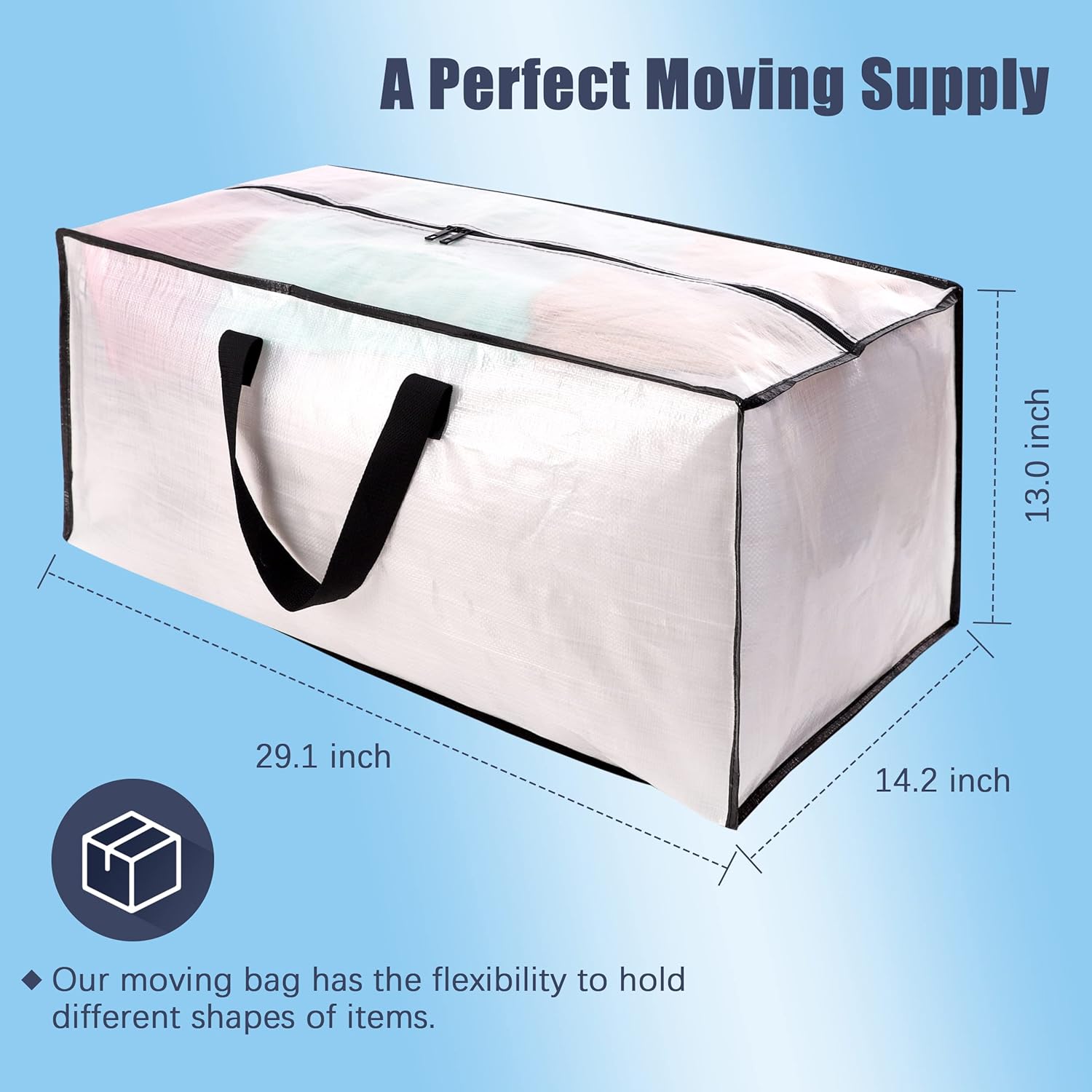 Paquete de 12 bolsas de mudanza grandes y fuertes con cremalleras y asas de transporte, resistente al agua, bolsa de almacenamiento resistente para