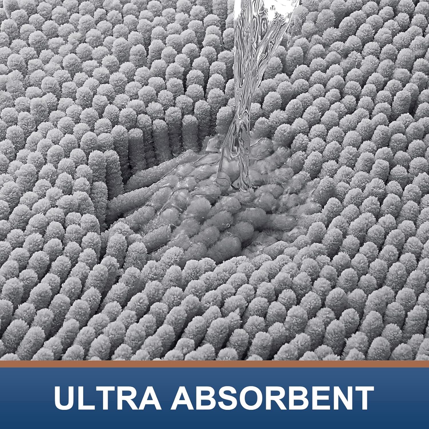 smiry – Lujosa alfombra de baño de felpilla, extra suave y absorbente, lavable a máquina, antideslizante para bañera, ducha y cuarto de baño (47 x