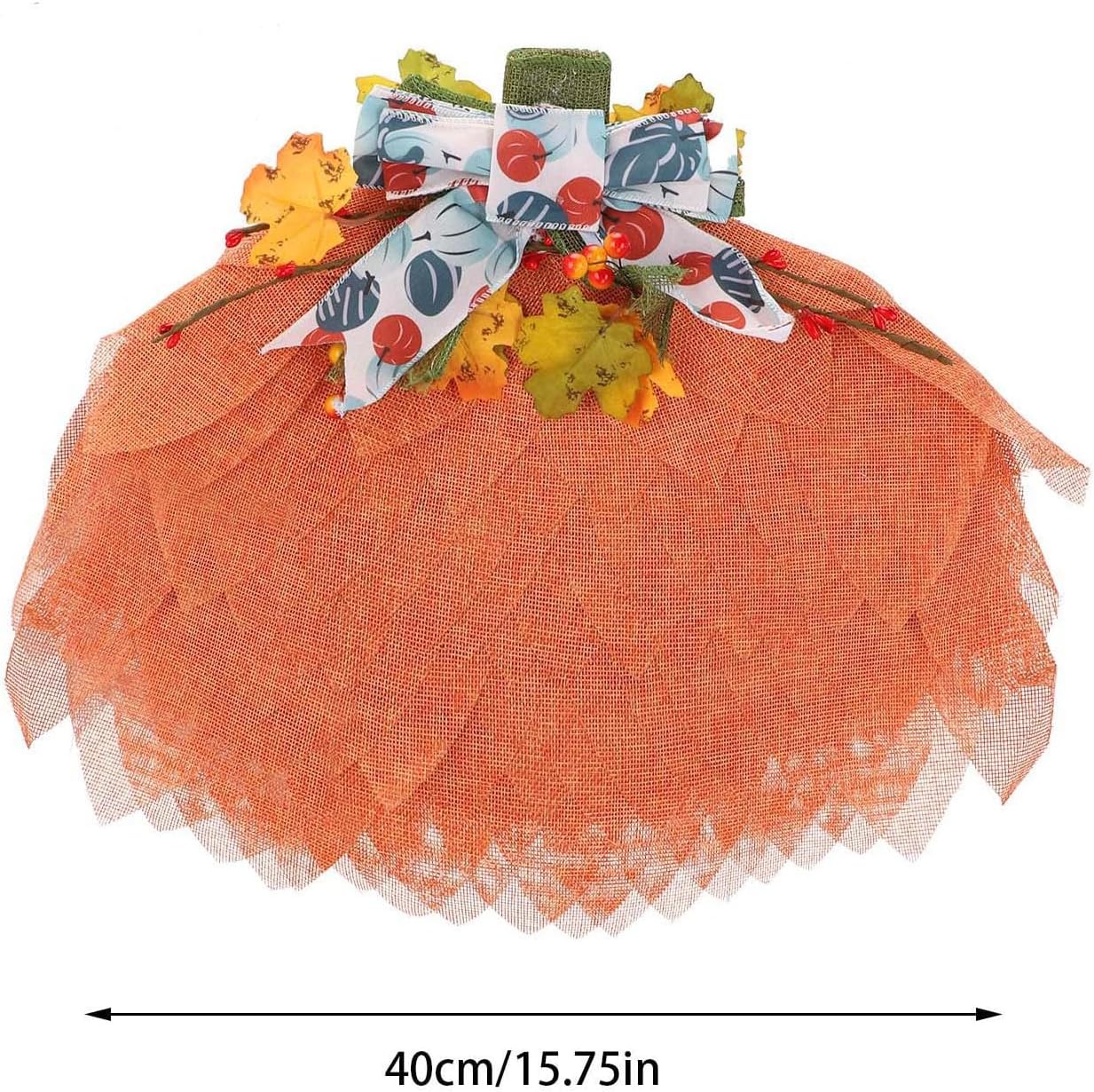 Corona de calabaza naranja de Halloween para puerta delantera, tela de Acción de Gracias, guirnalda de calabaza 2023, decoración de otoño de